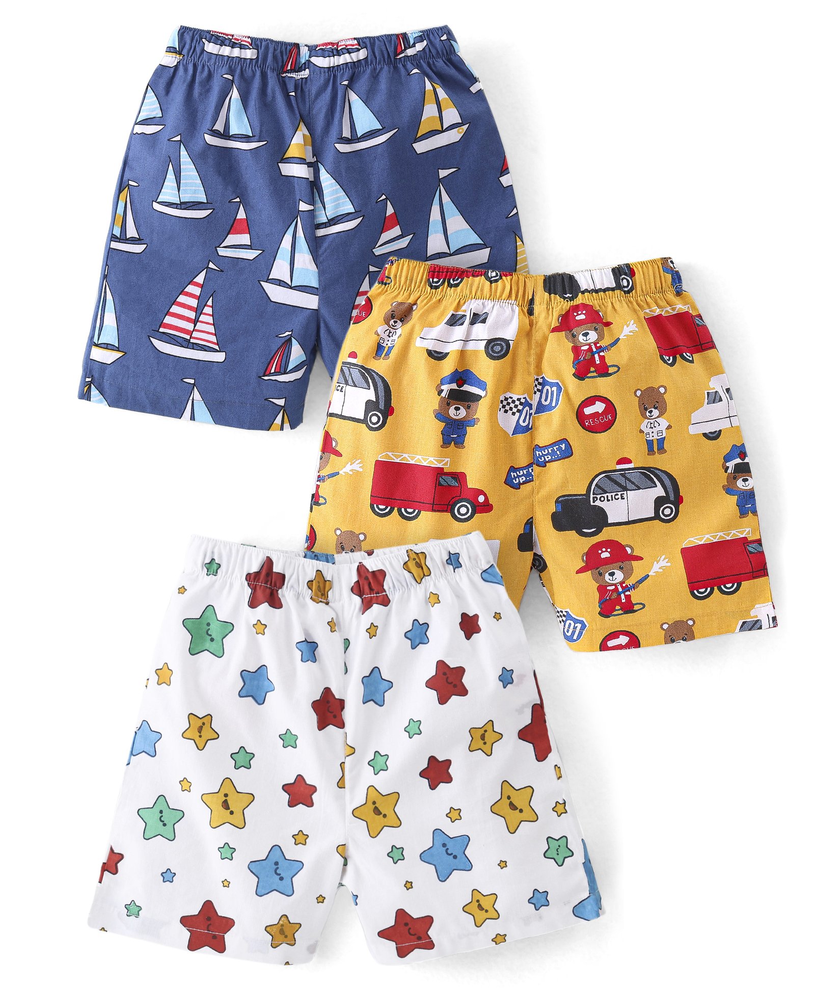 Babyhug Popin Woven Boxers Boat Print Pack of 3 - Multicolour-picture-43