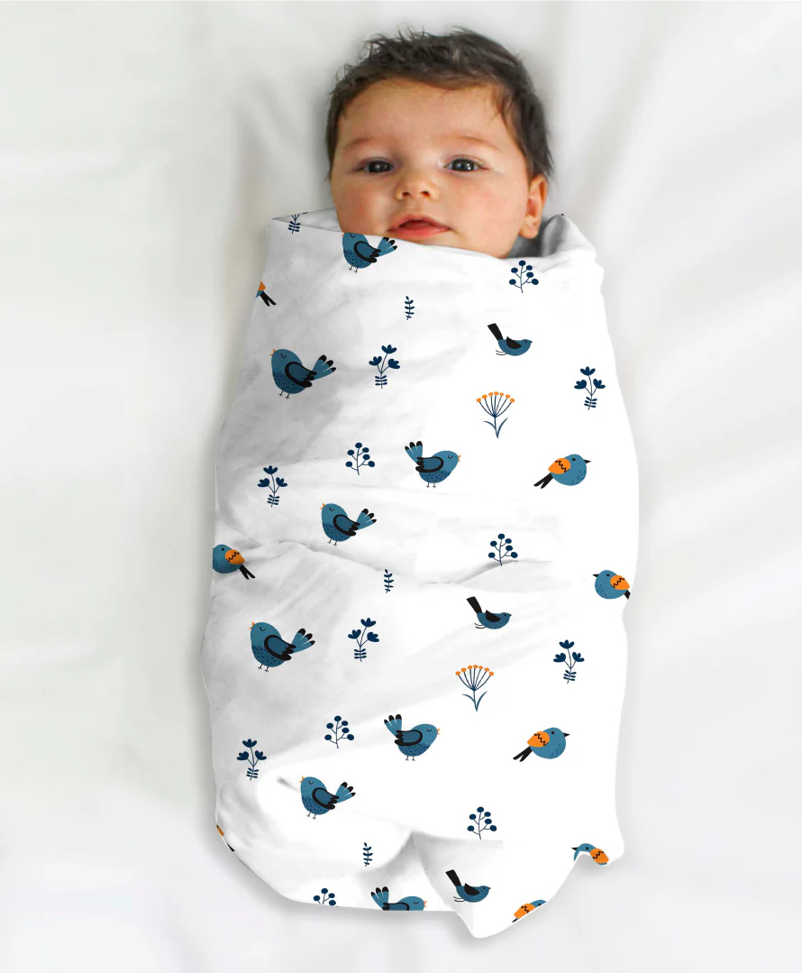 Tiny Lane Tweeting Bird Organic Bamboo Baby Swaddle-picture-27