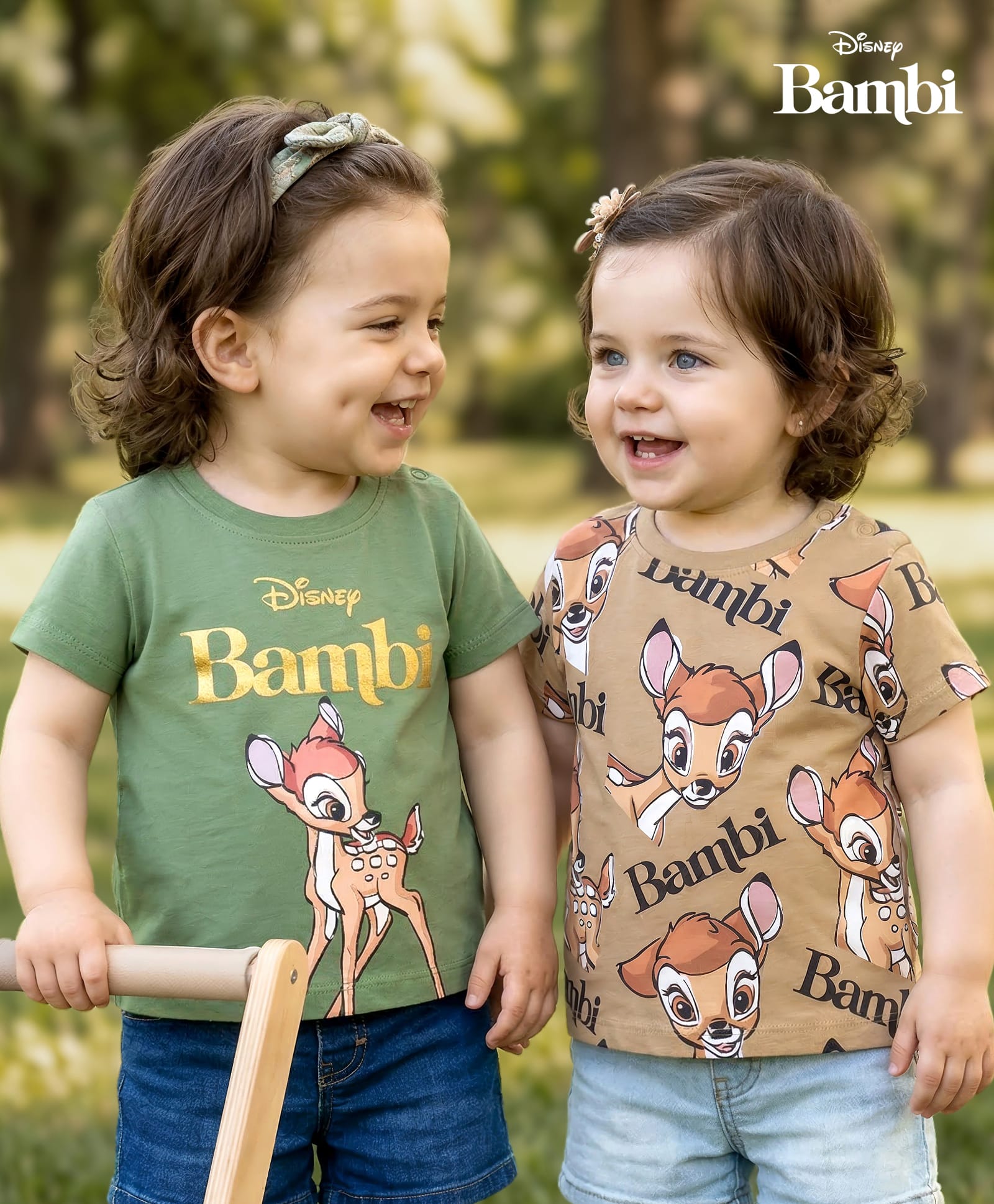 Babyoye Disney Cotton Knit Half Sleeves T-Shirts With Bambi Print Pack of 2 - Multicolor-picture-28