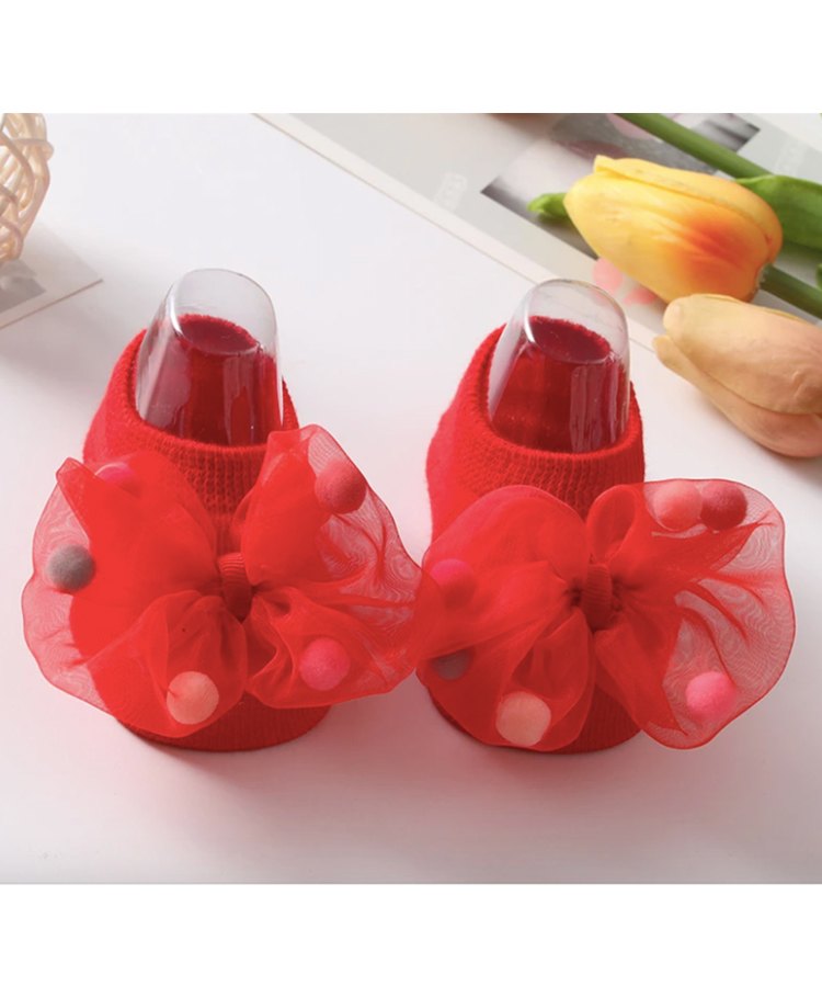 flaunt chic Flaunt ChicBig Bow & Pom Pom Detailed Ankle Socks - Red-picture-16