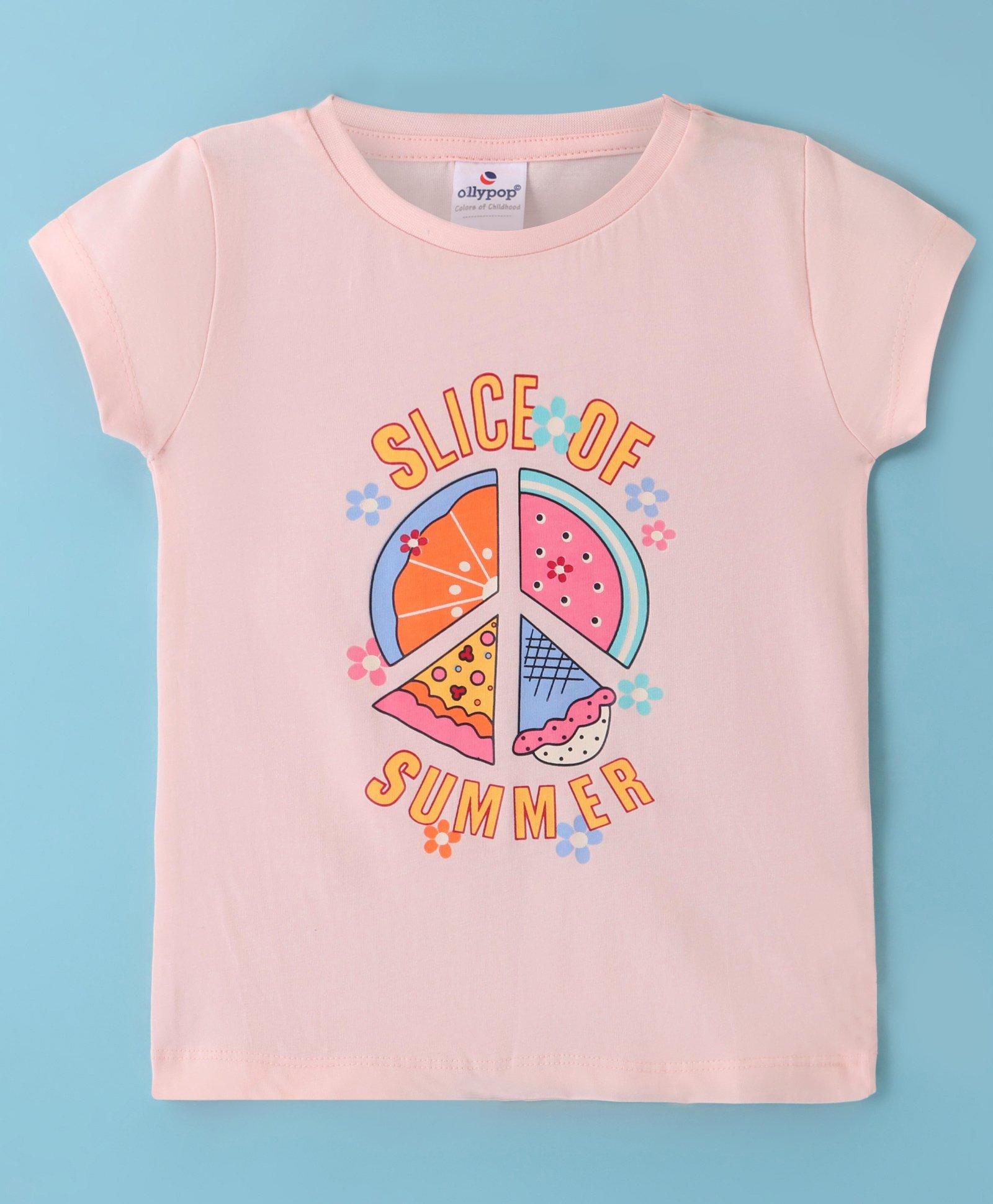 OLLYPOP Sinker Knit Half Sleeves Text Print T-Shirt - Pink-image-46