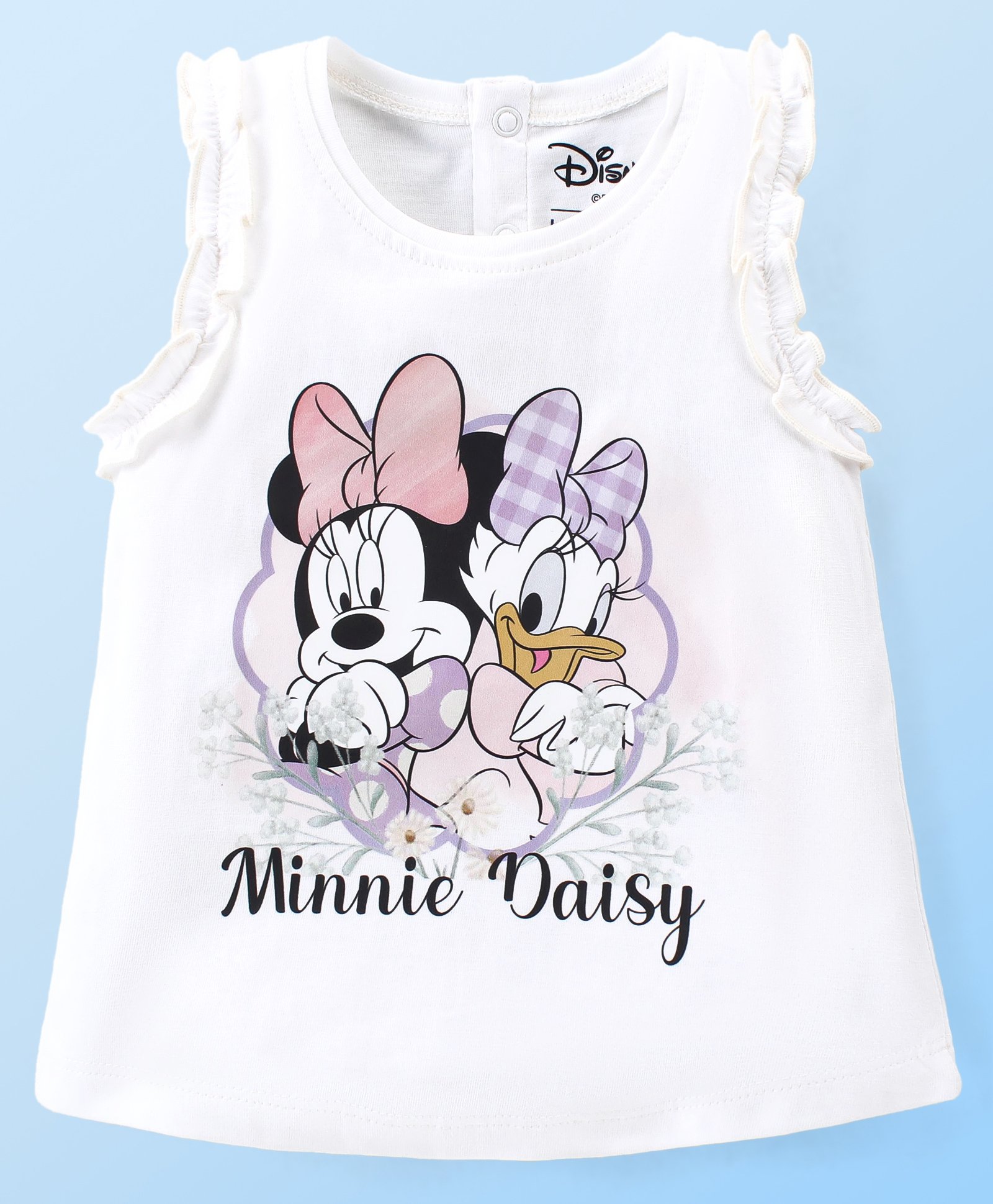 babyoye disney Babyhug Disney  Cotton Knit Frill Sleeves Top With Minnie Mouse & Daisy Duck Print - Off White-picture-35