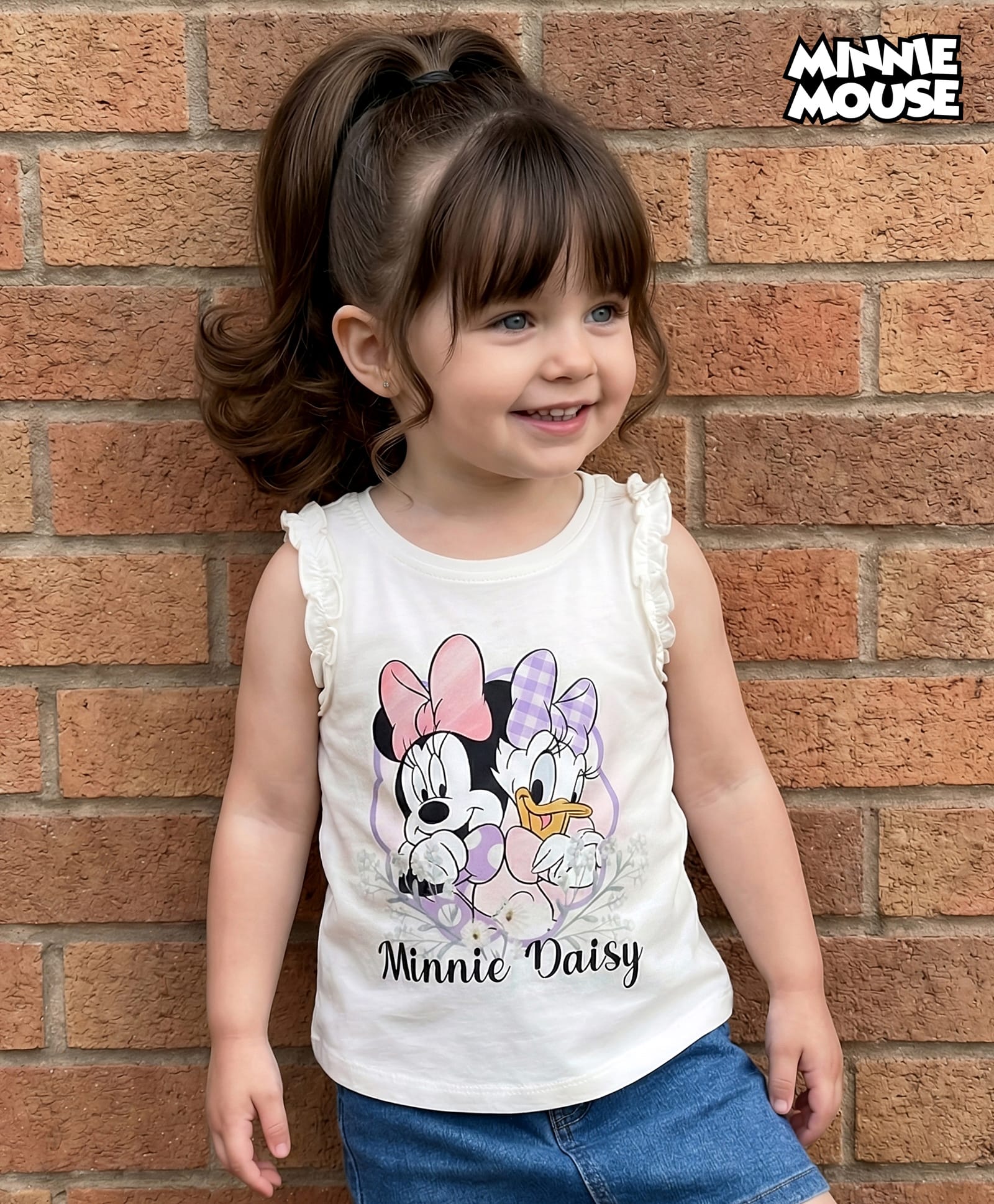 babyoye disney Babyhug Disney  Cotton Knit Frill Sleeves Top With Minnie Mouse & Daisy Duck Print - Off White-picture-35