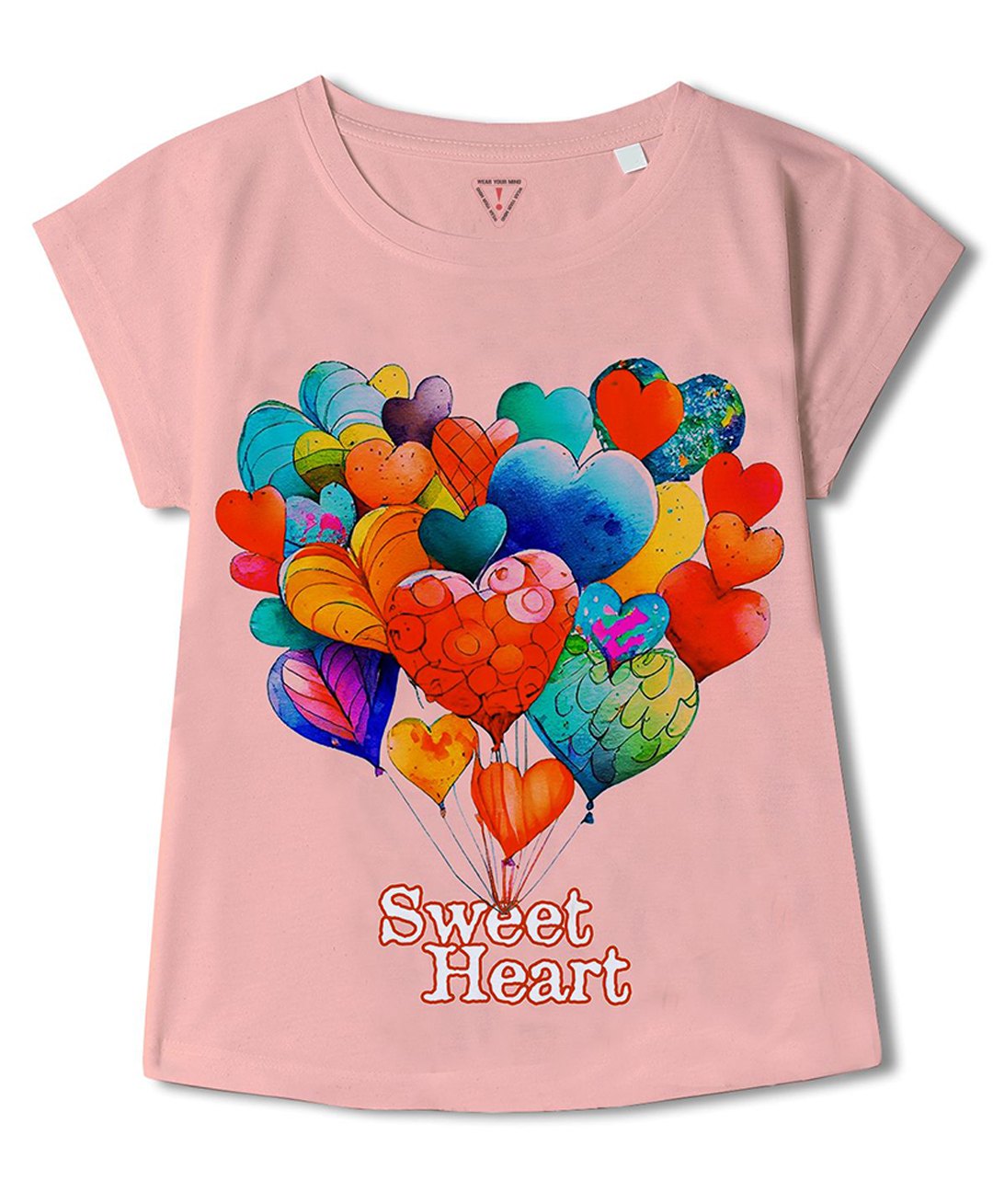 Wear Your Mind Half Sleeves Balloon Hearts Printed Tee - Pink-picture-5