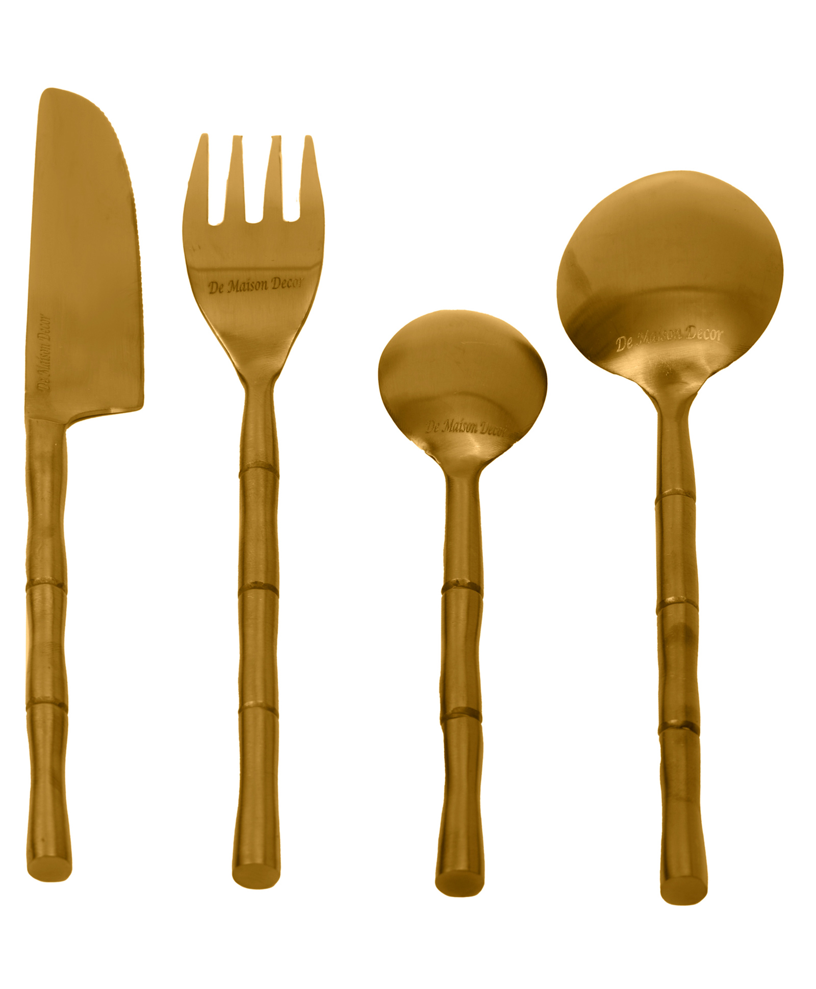 De Maison Decor Bamboo Elegance Gold Cutlery Set of 16-picture-36