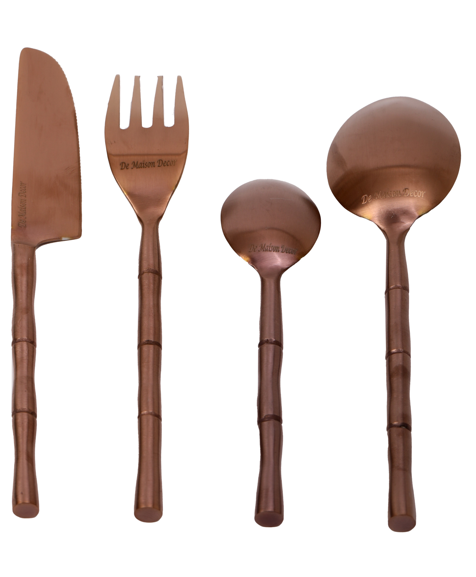 De Maison Decor Bamboo Elegance Copper Cutlery Set of 16-picture-41