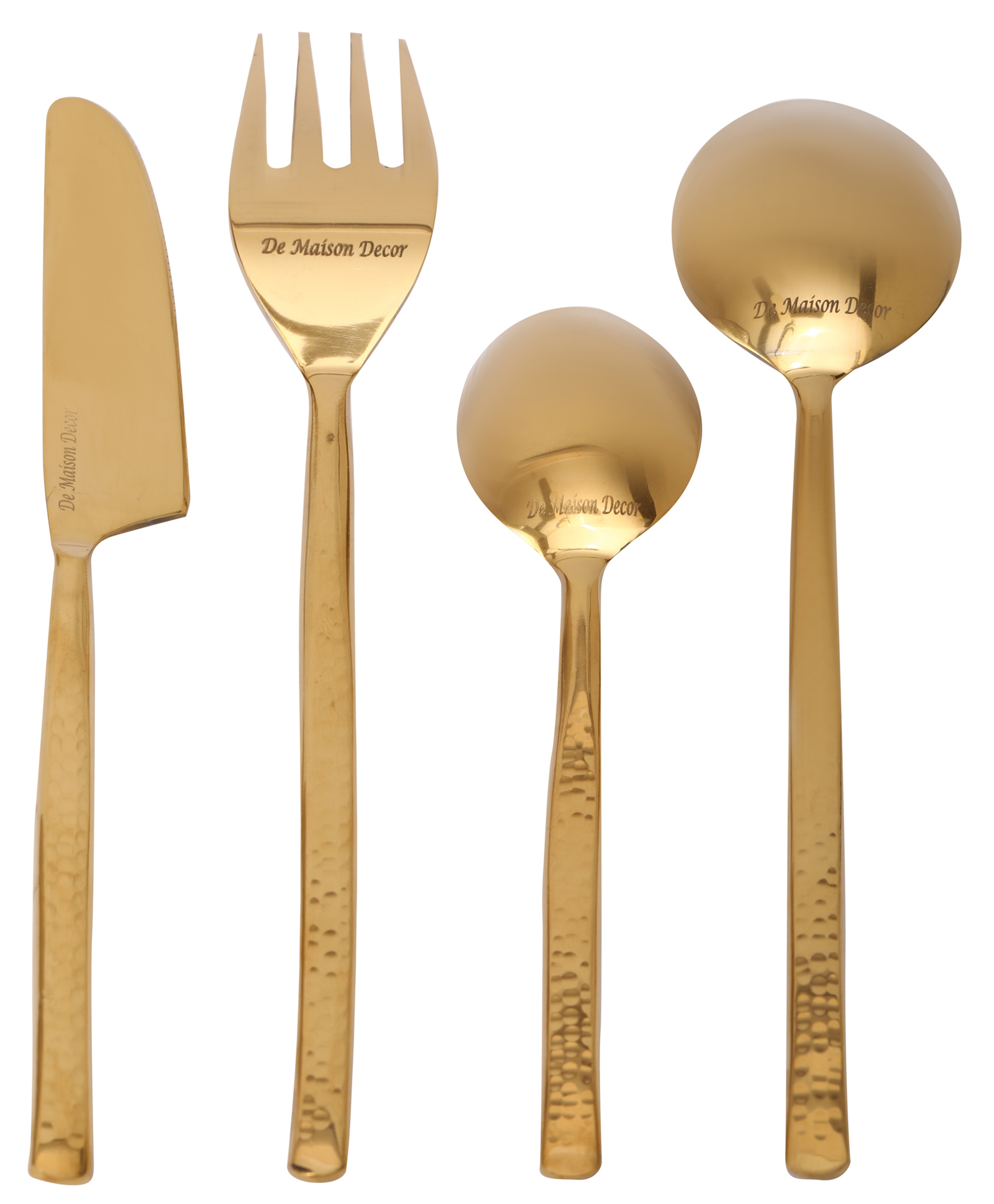 De Maison Decor Artisan Dot Hammered Gold Cutlery Set of 16 - 1.7 gm-picture-19