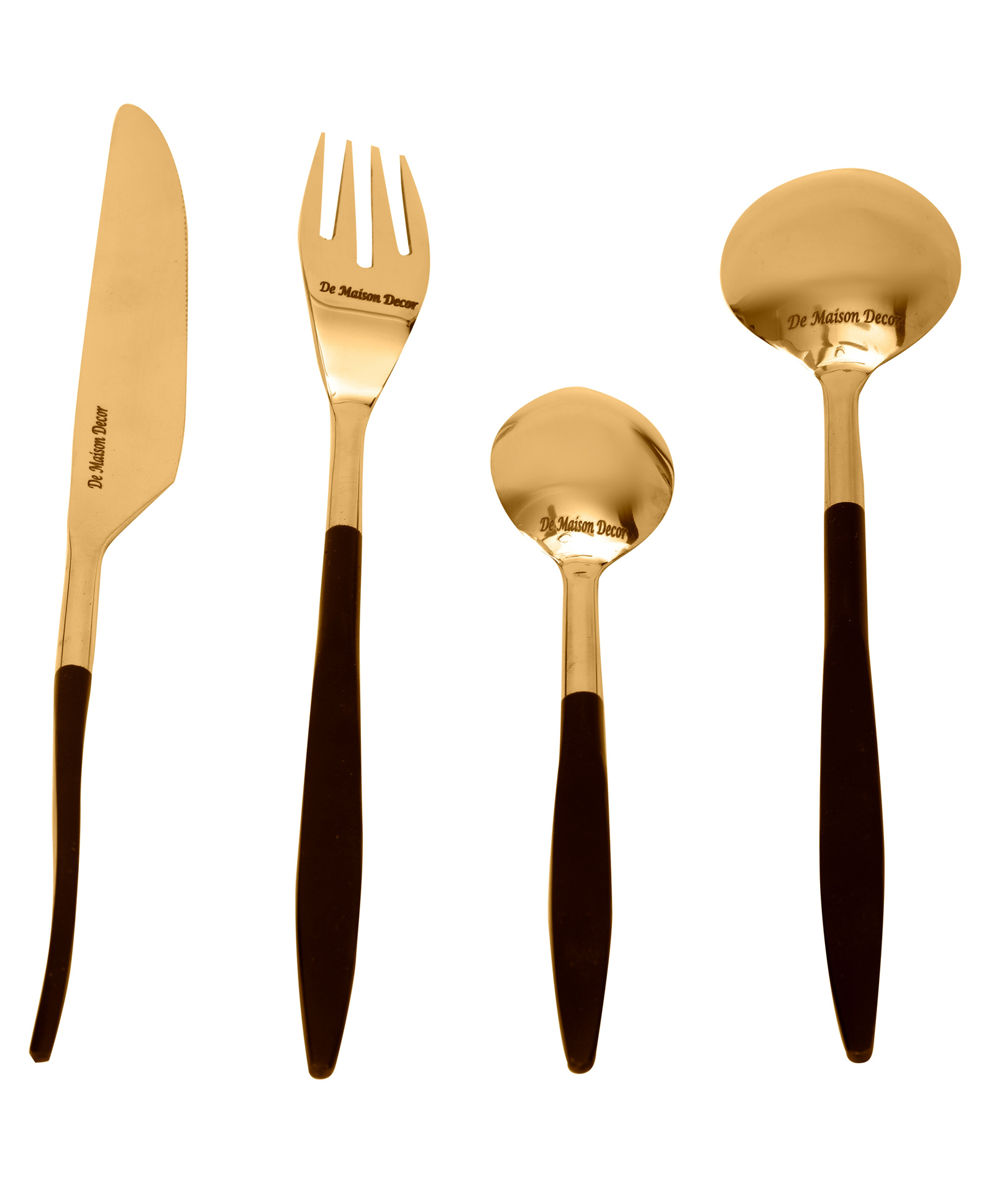 De Maison Decor Midnight Opulence Black & Gold Cutlery Set of 16-picture-33