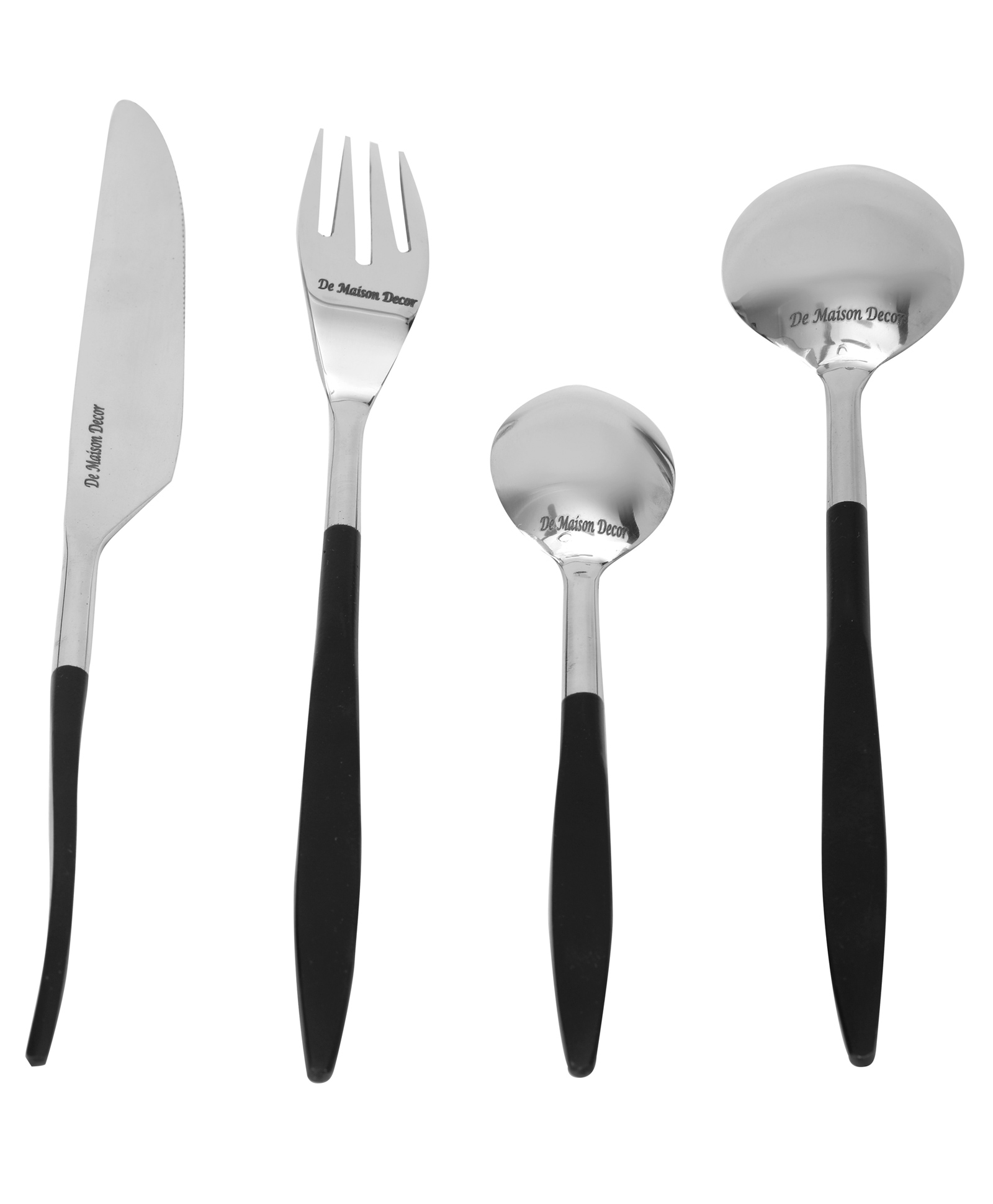 De Maison Decor Midnight Opulence Black & Silver Cutlery Set of 16-picture-37