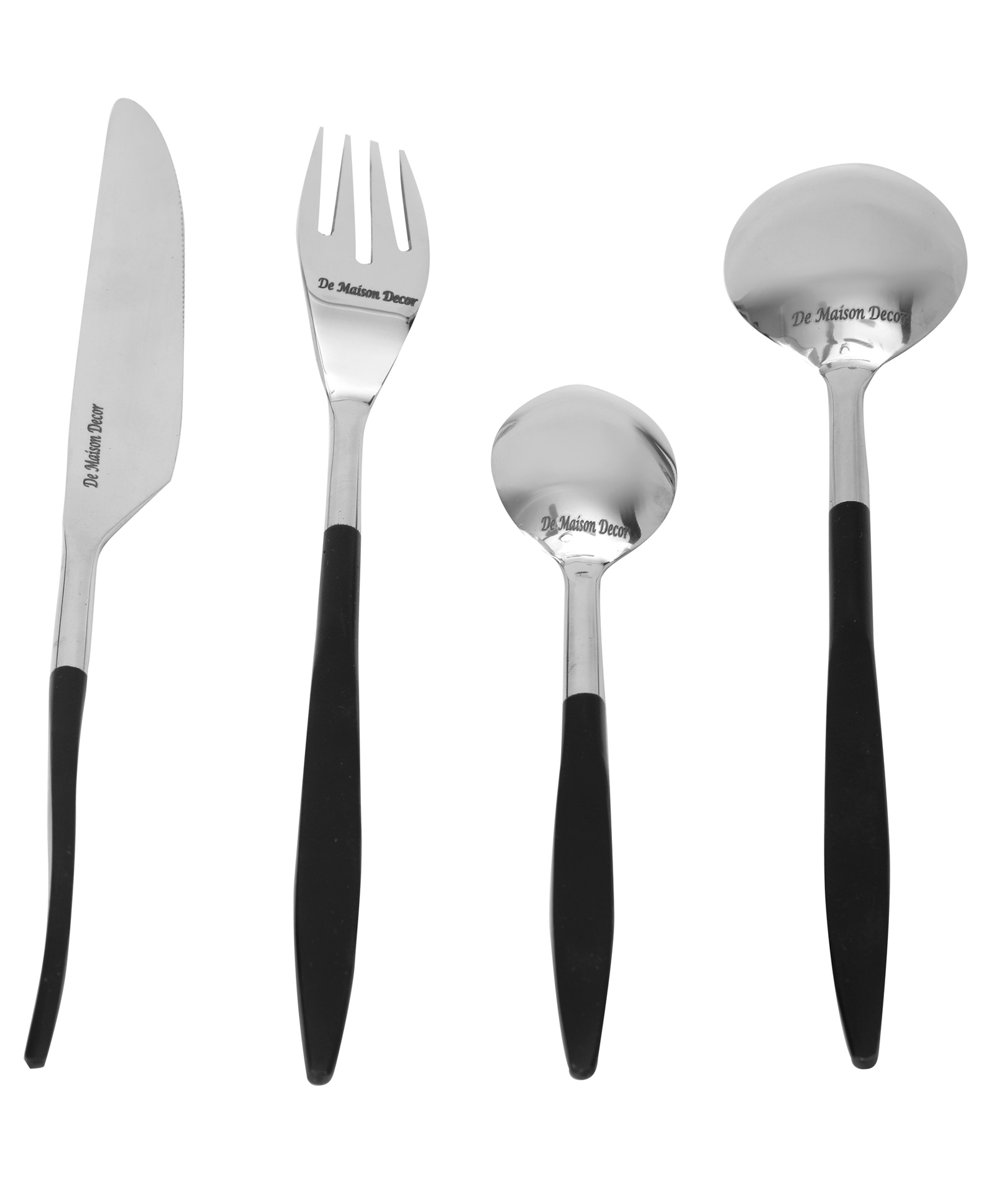 De Maison Decor Midnight Opulence Black & Silver Cutlery Set of 24-picture-30