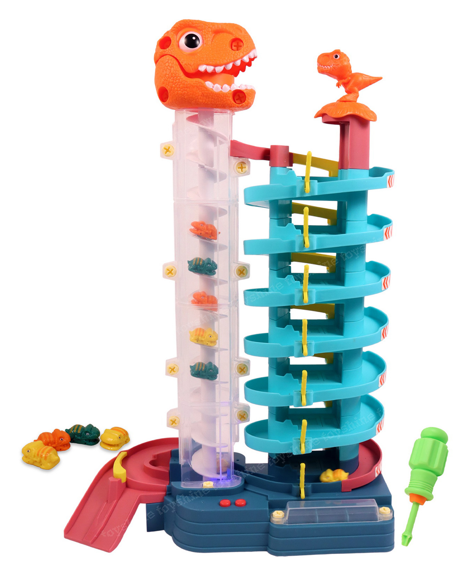 Toyshine 71 Pc DIY Parking Vehicle Playset Adventure Toy with Moving T-Rex Dinosaur for Age 3+Tower Cars Garage-image-12