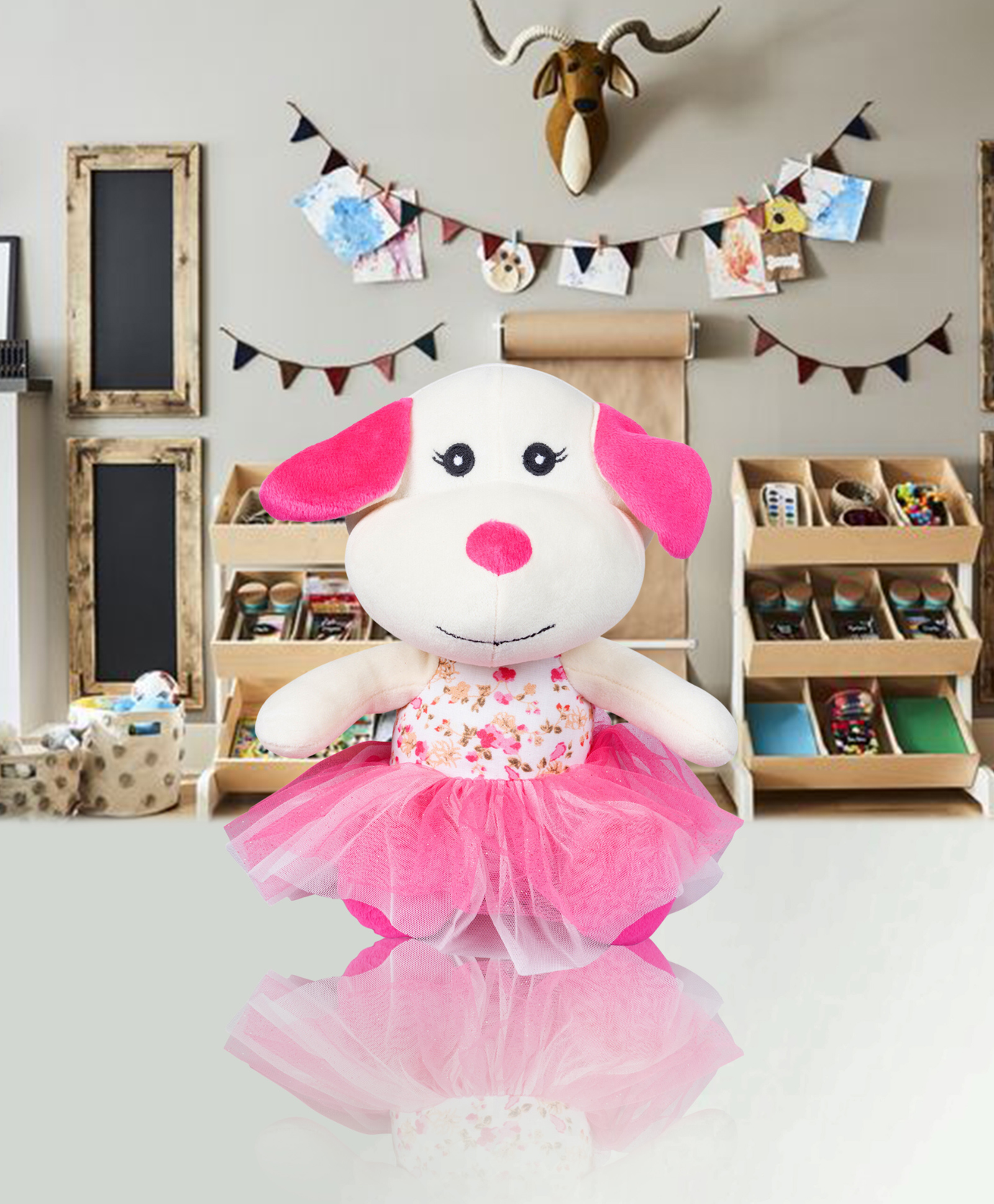 SHAPZE Sara Dog  Off White and Pink - Height 25 cm-picture-14