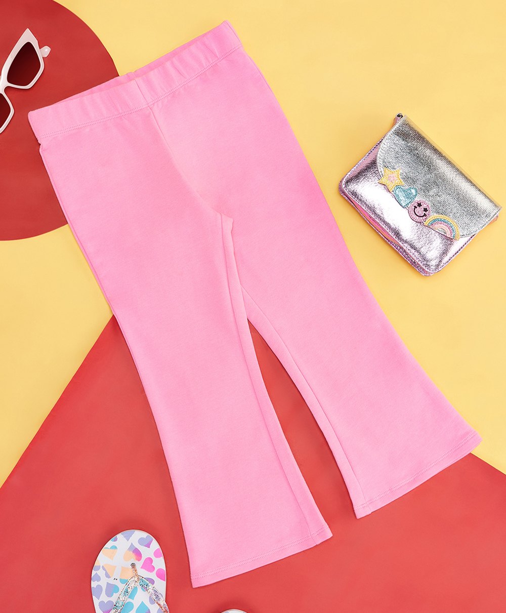 Pantaloons Junior Terry Solid Bell Bottom Pant - Sachet Pink-picture-14