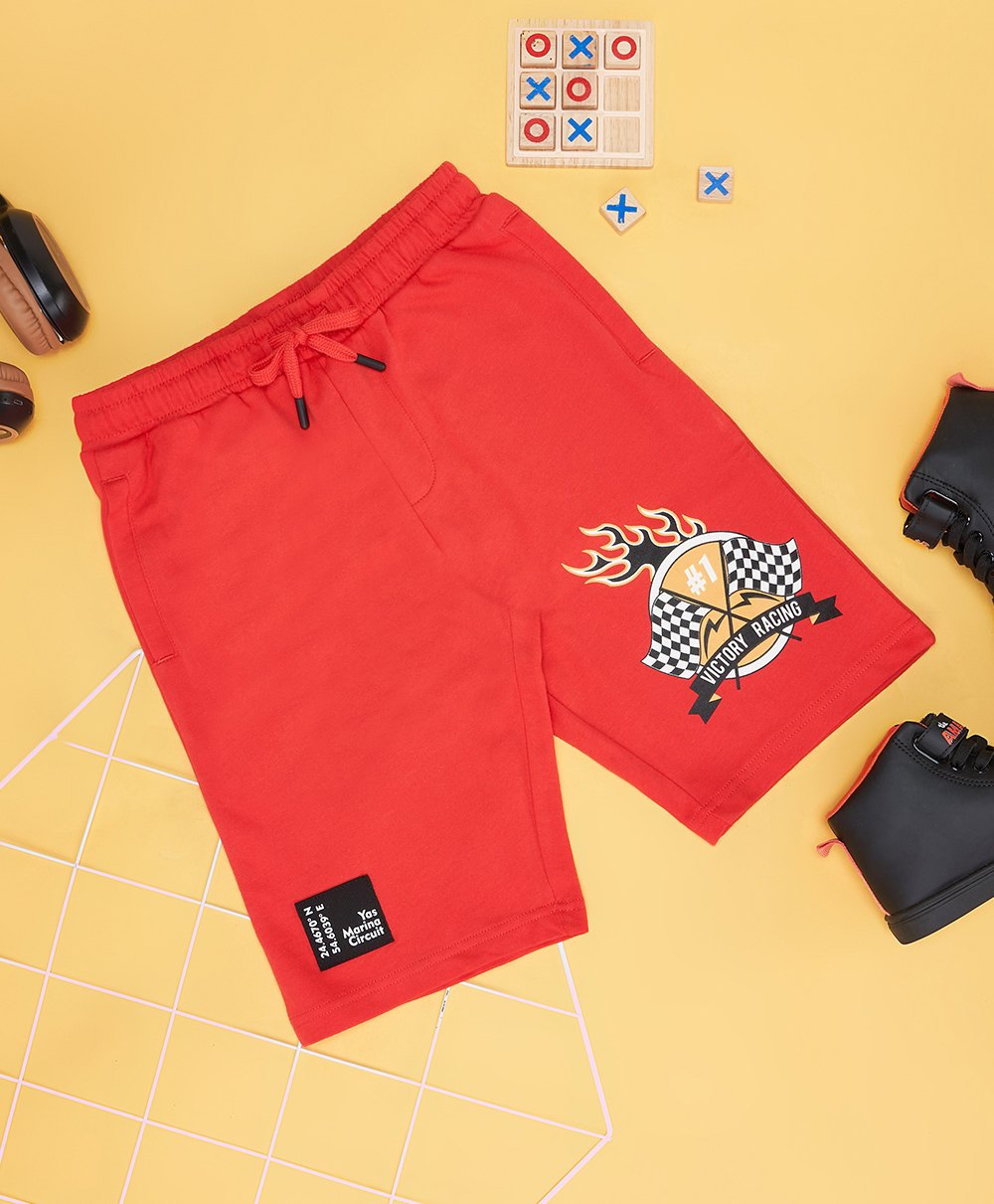 Pantaloons Junior Sports Theme Printed Shorts - Red-picture-11