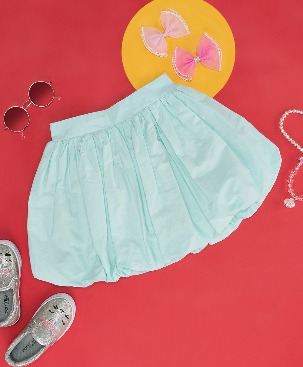 Pantaloons Junior Solid Skirt - Aqua Glass-image-48