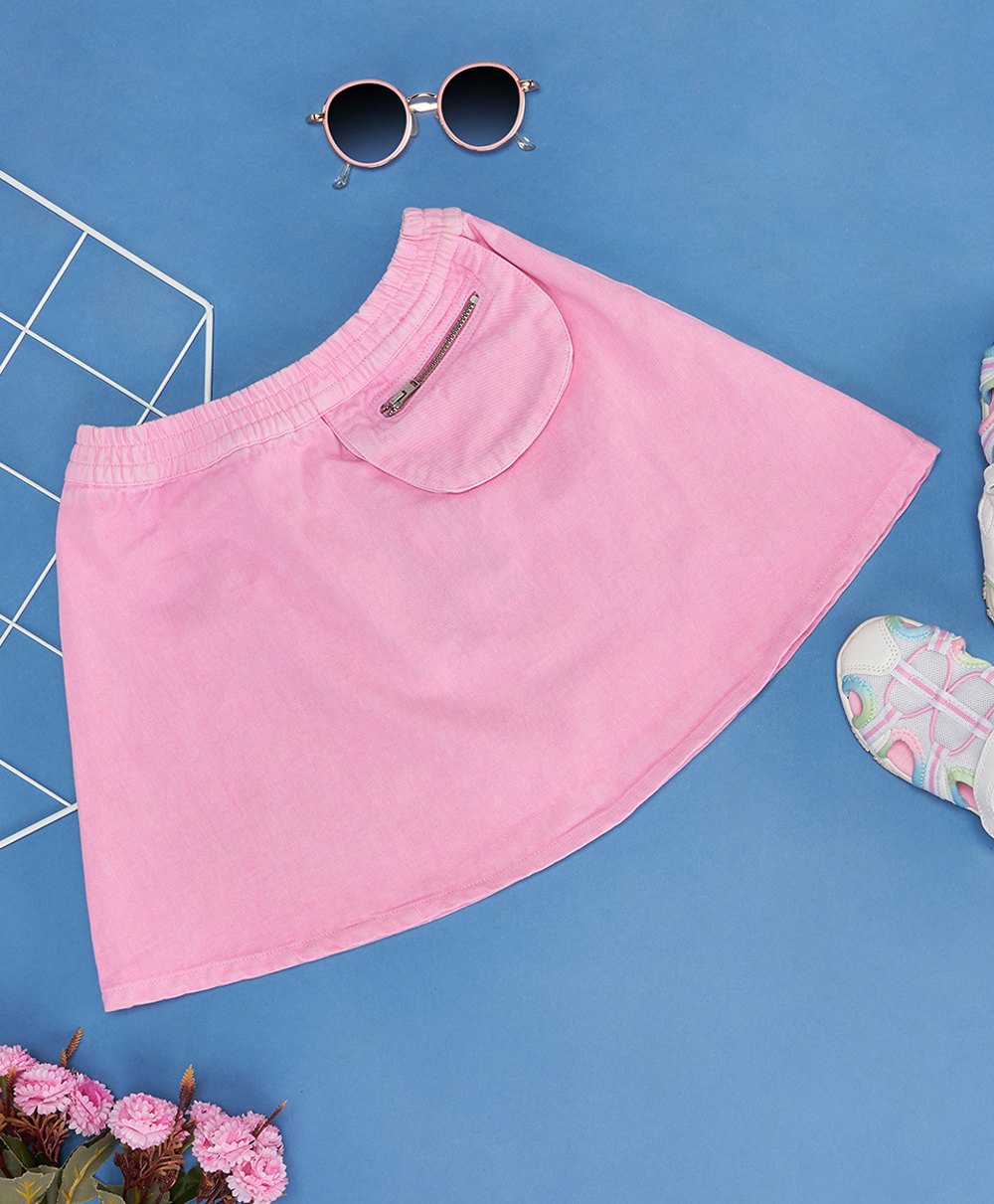 Pantaloons Junior Zipper Pocket Detailed Skirt - Lilac Pink-picture-12