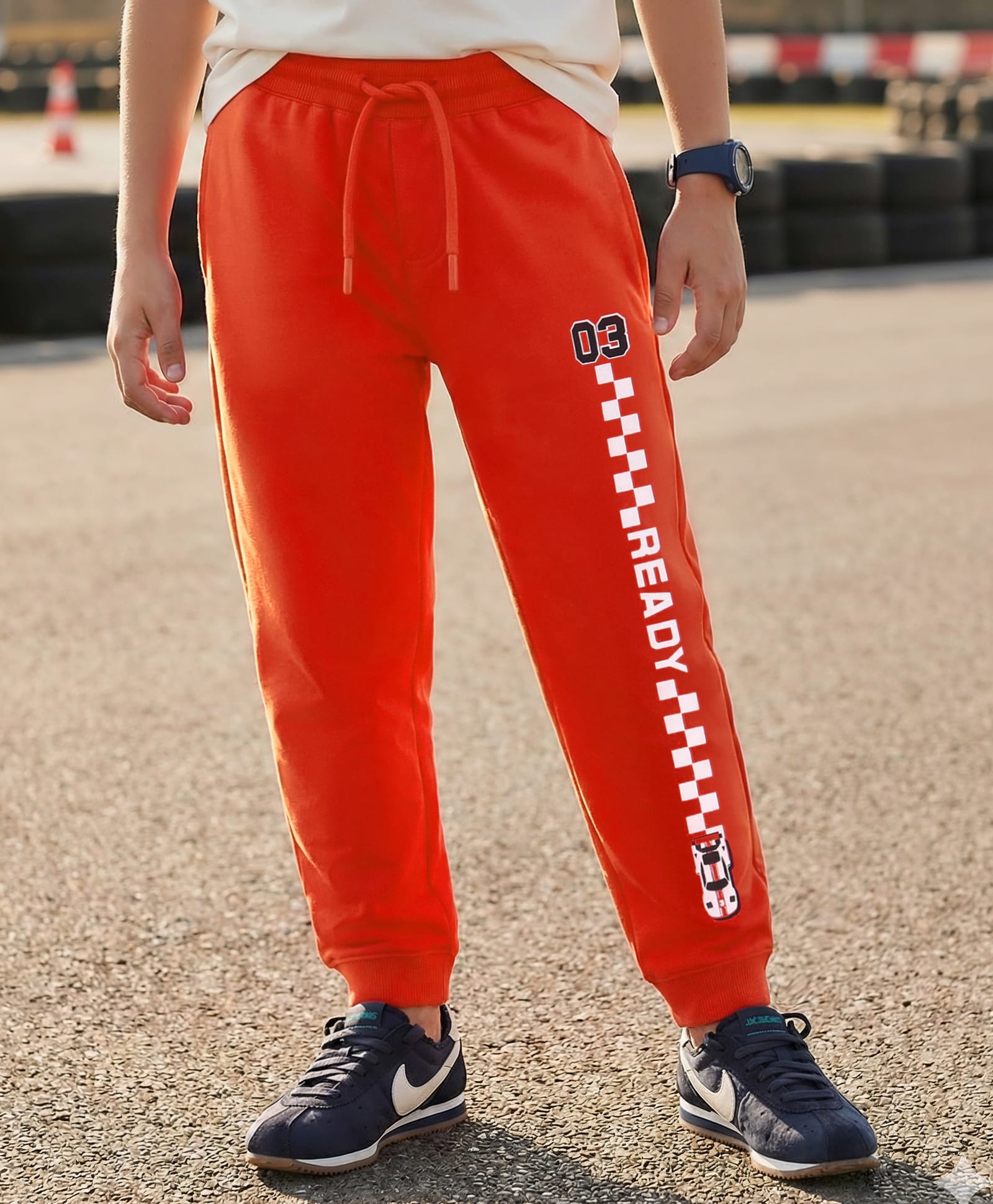 Pine Kids Knit Full Length Solid Track Pant - Red-picture-11