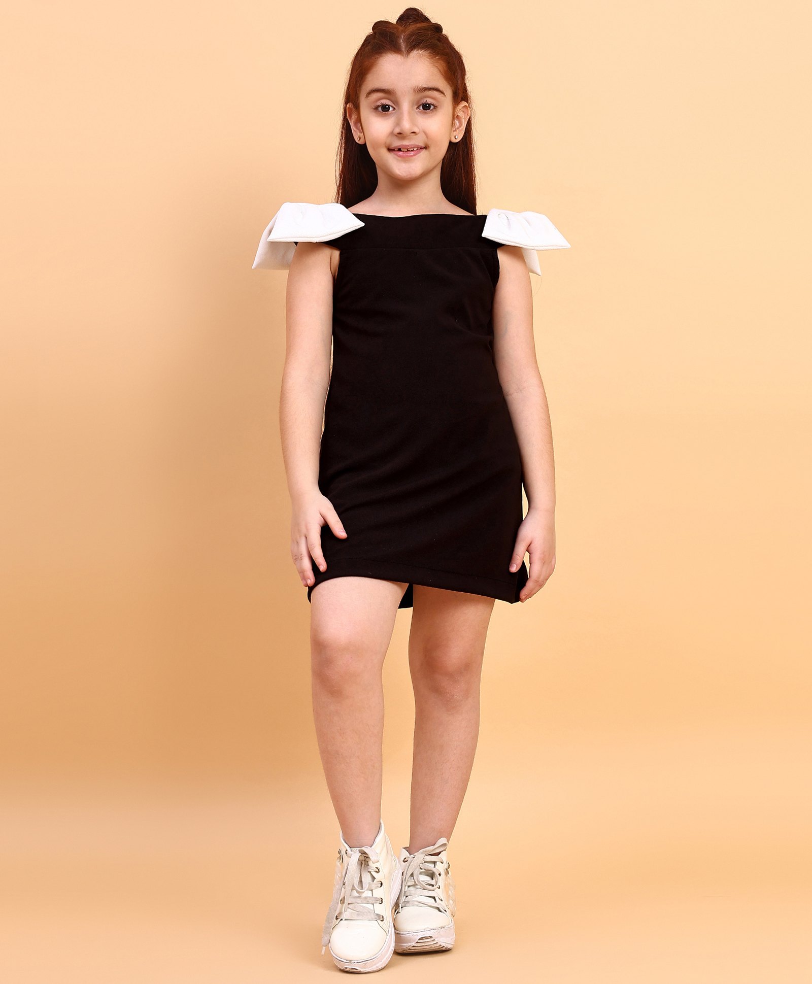 Little Marine Sleeveless Bow Detailed A Line Dress - Black-image-2