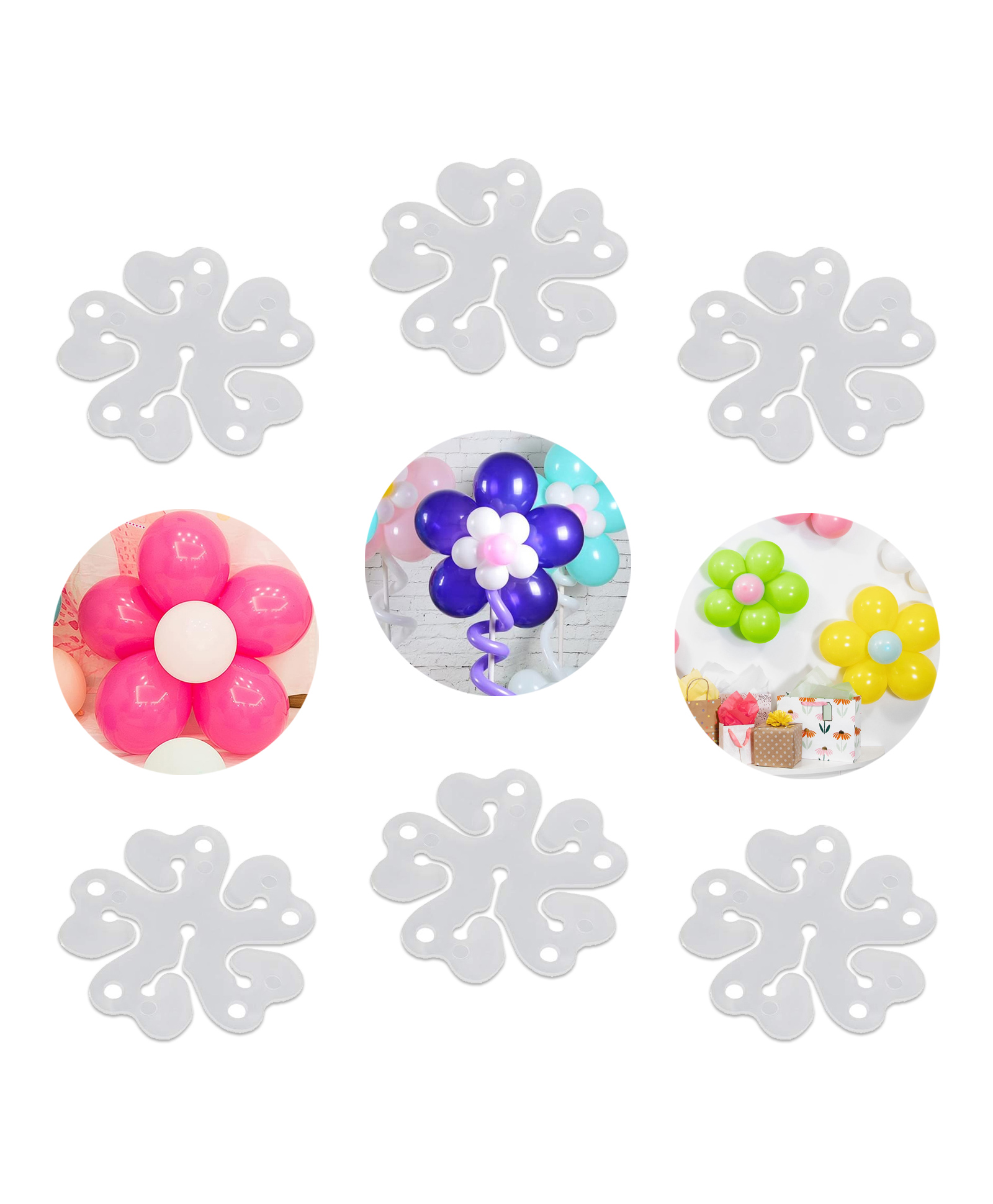 Zyozi Flower Shape Balloon Clips for Balloon Holder, Flower Shape Balloon Clips for Balloon (Pack of 6)-image-7