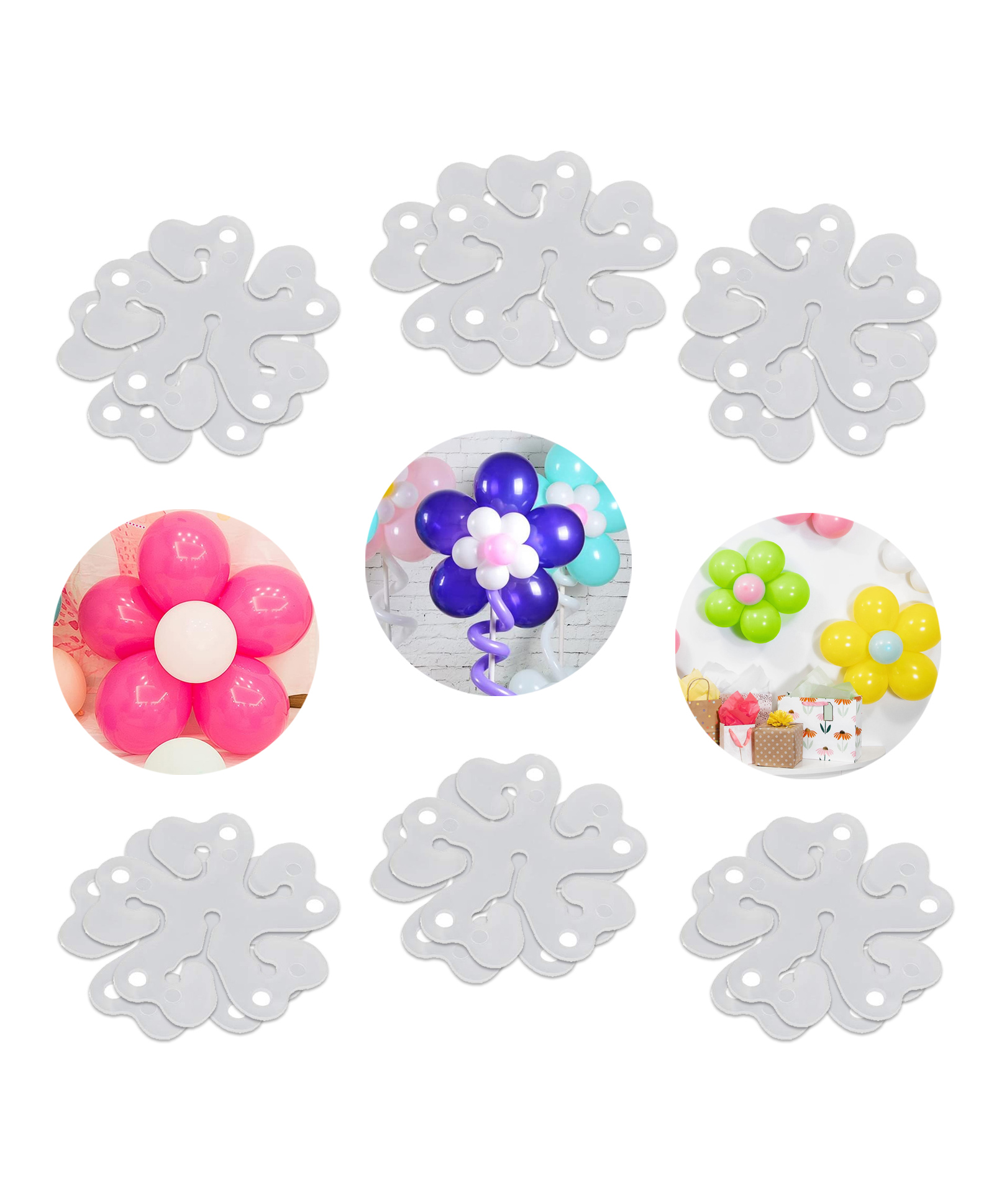 Zyozi Flower Shape Balloon Holder, Flower Shape Balloon Clips for Balloon (Pack of 12)-image-3
