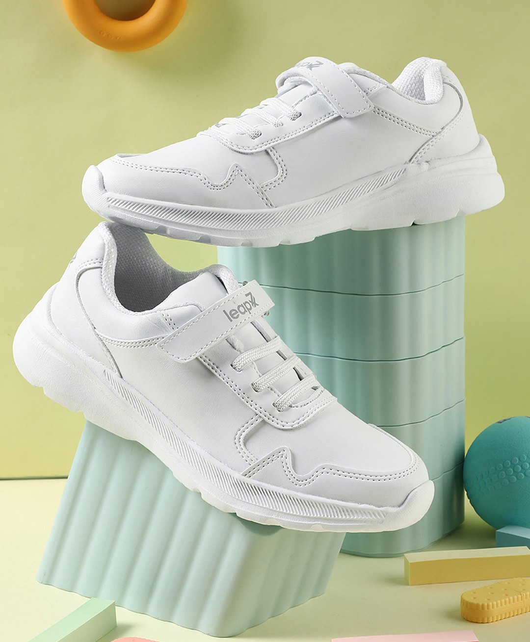 LIBERTY Leap Text Detailed Velcro Closure School Shoes - White