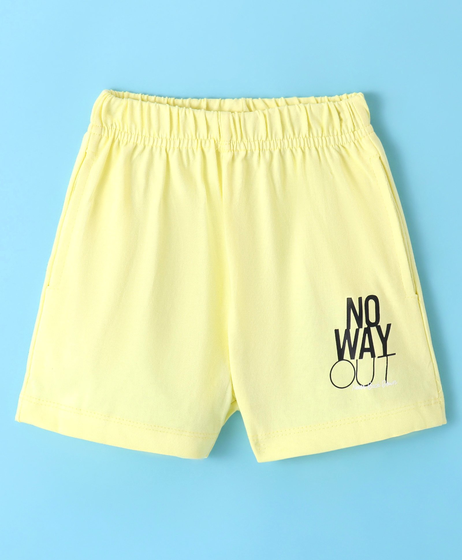 Fido Single Jersey Knit Above Knee Length Shorts with Text Print - Lemon-picture-25