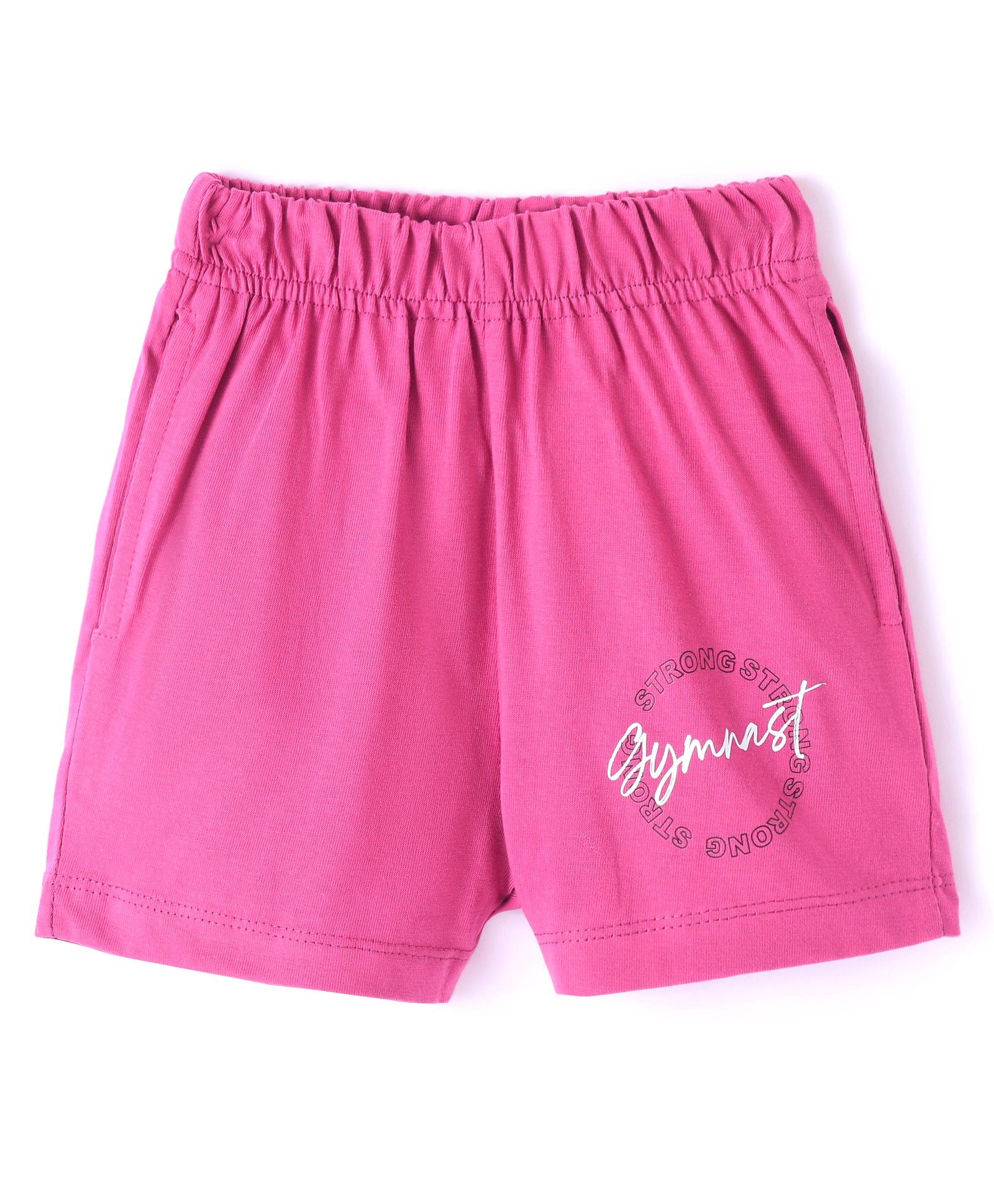 Fido Single Jersey Knit Above Knee Length Shorts with Text Print - Pink-picture-20
