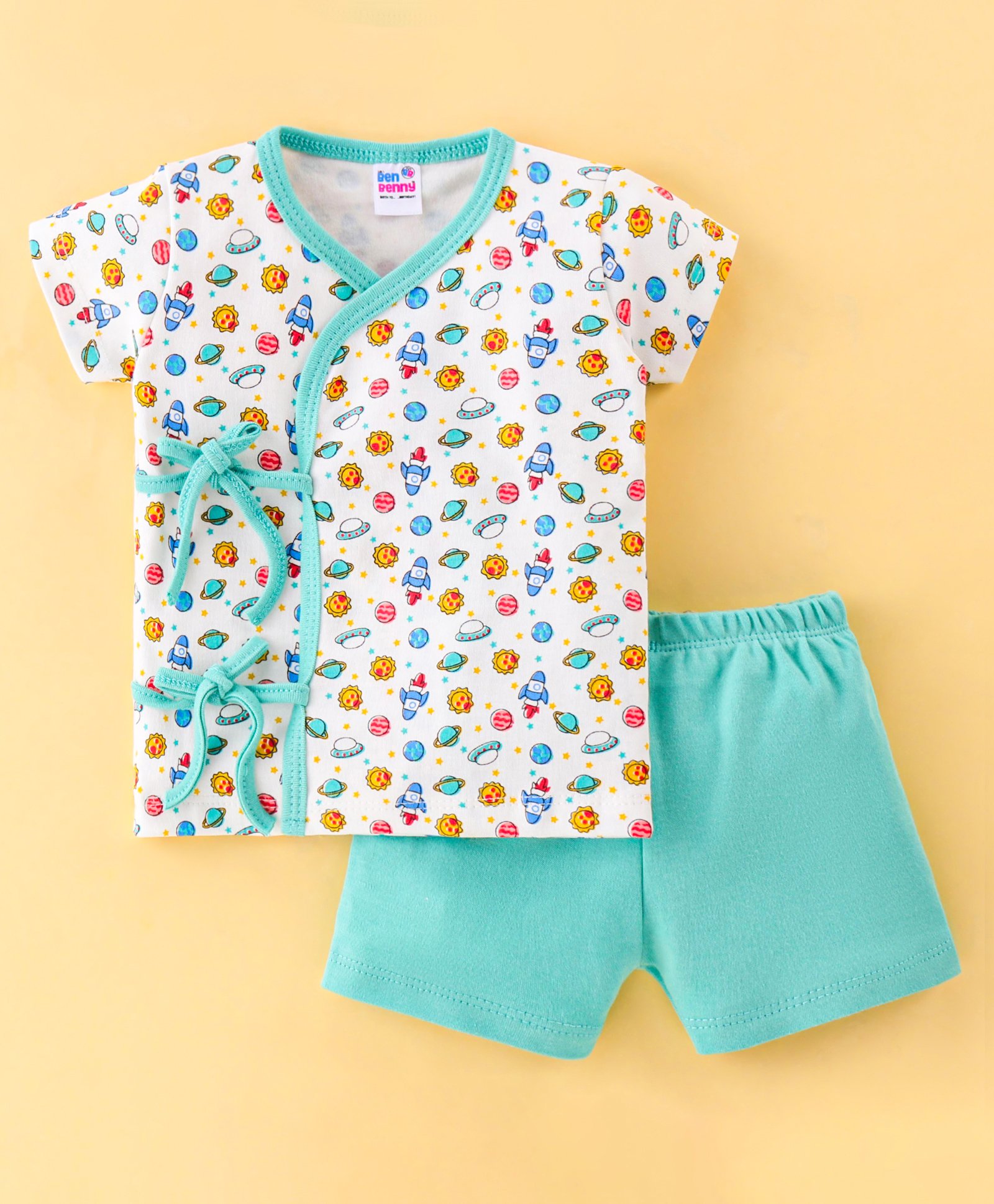 Ben Benny Single Jersey Half Sleeves Night Suit Space Print - Blue-picture-16