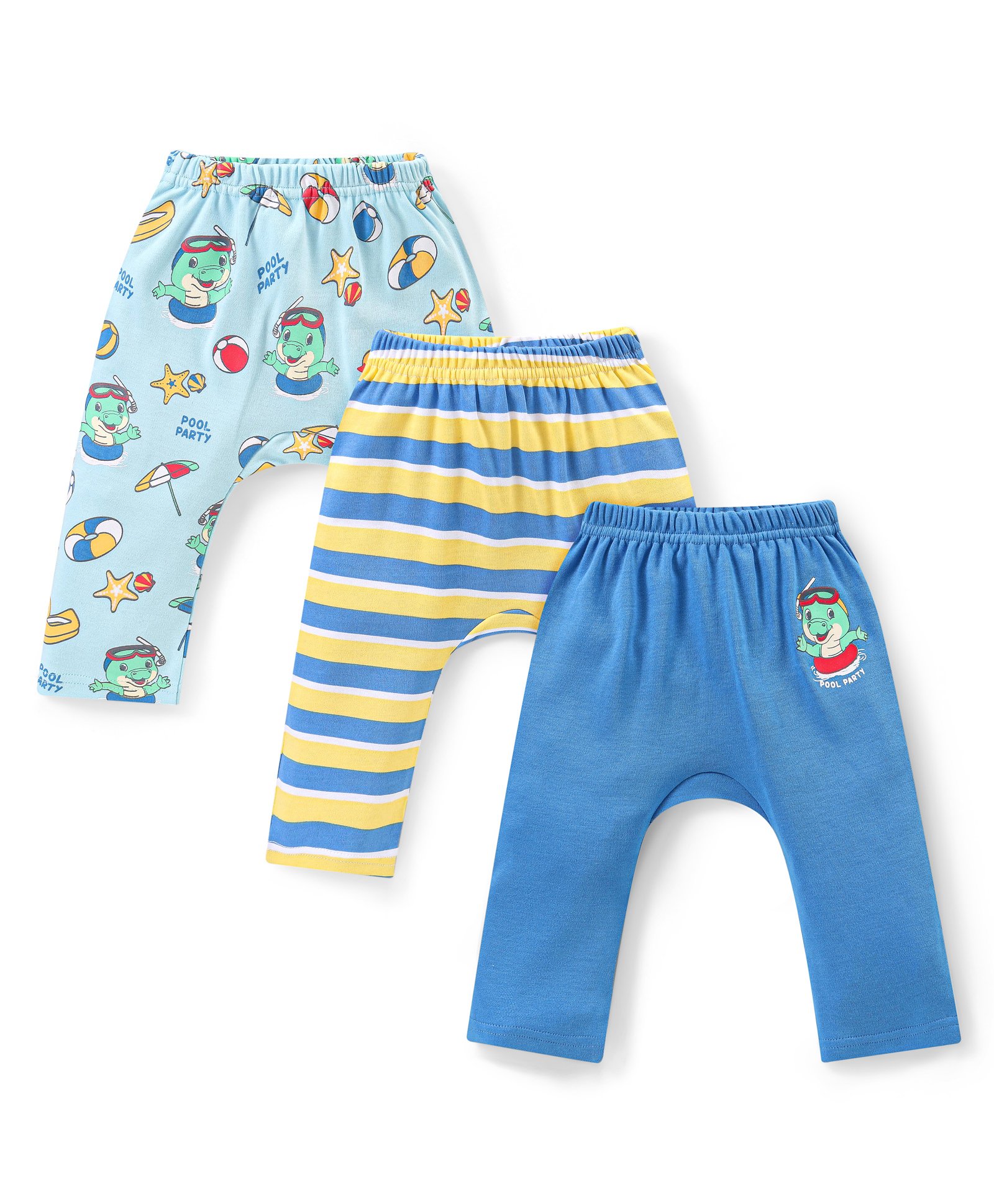 Babyhug Interlock Full Length Diaper Leggings Animal Print Pack of 3 - Multicolour-picture-15