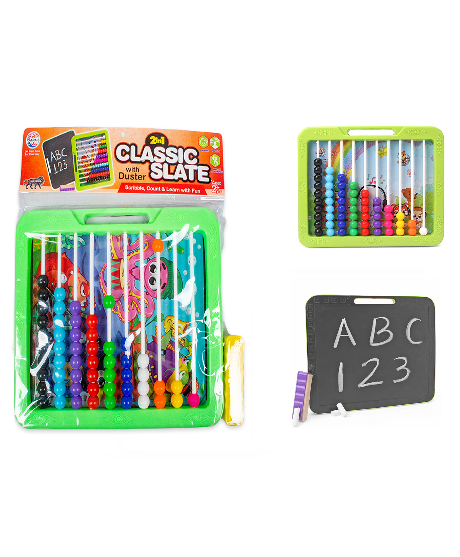 Ratnas 2 In 1 Classic Slate Learn To Count - Green-picture-37