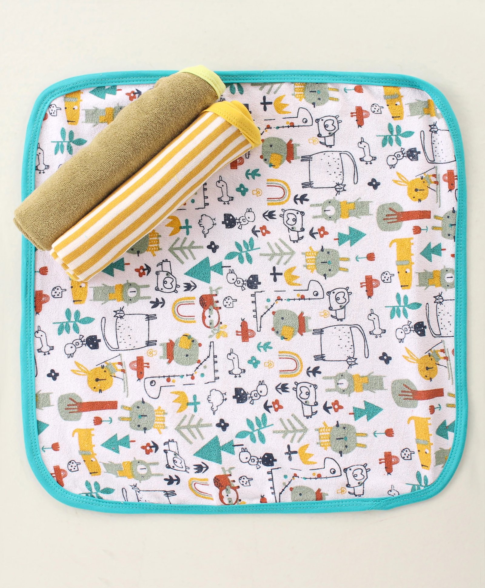 OHMS Terry Hand & Face Towels Animal Print Pack of 3  L 29 x B 29 cm- Multicolor-picture-28