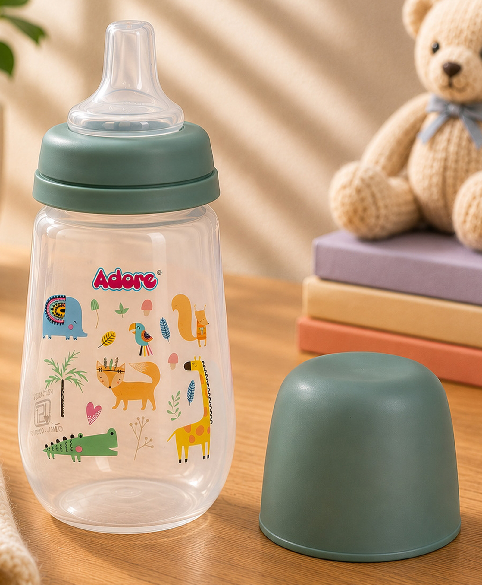 Adore Meta Wideneck Spout Sipper with Dust Free Hood- Spill Proof- 250ml- Green-image-12