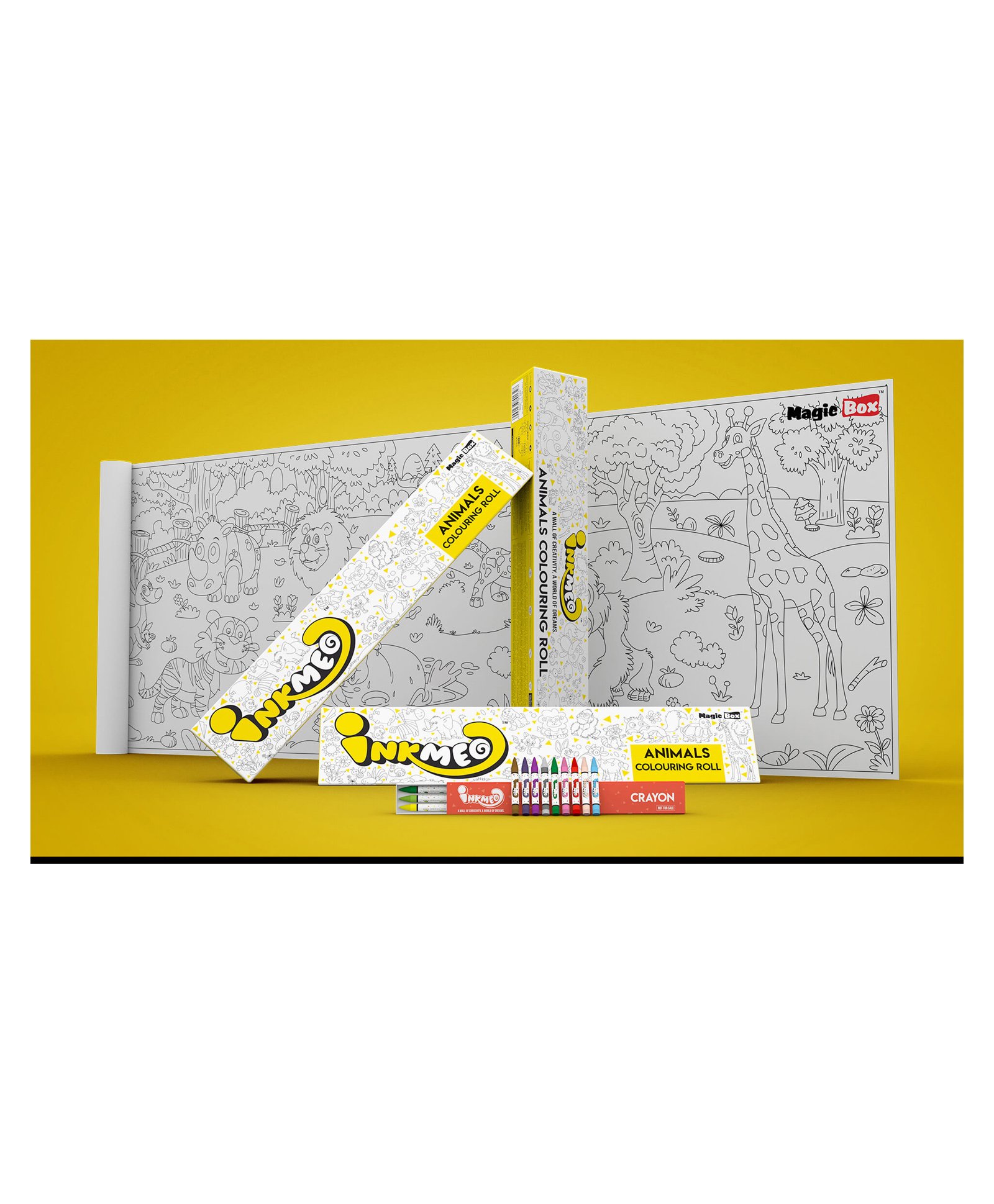Inkmeo Reusable Animals Colouring Roll - Yellow White-picture-16