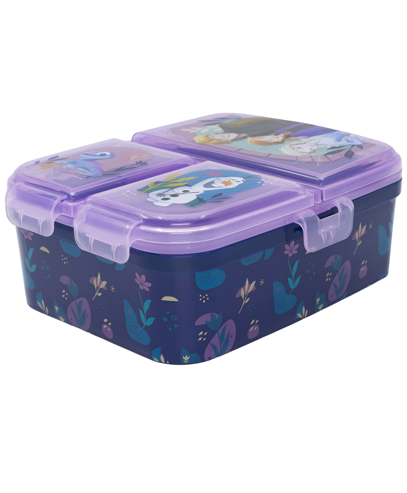 Disney by Gluman Partition Lunch Box  with Snap Lock Closure & Frozen Print - Navy Blue-image-20
