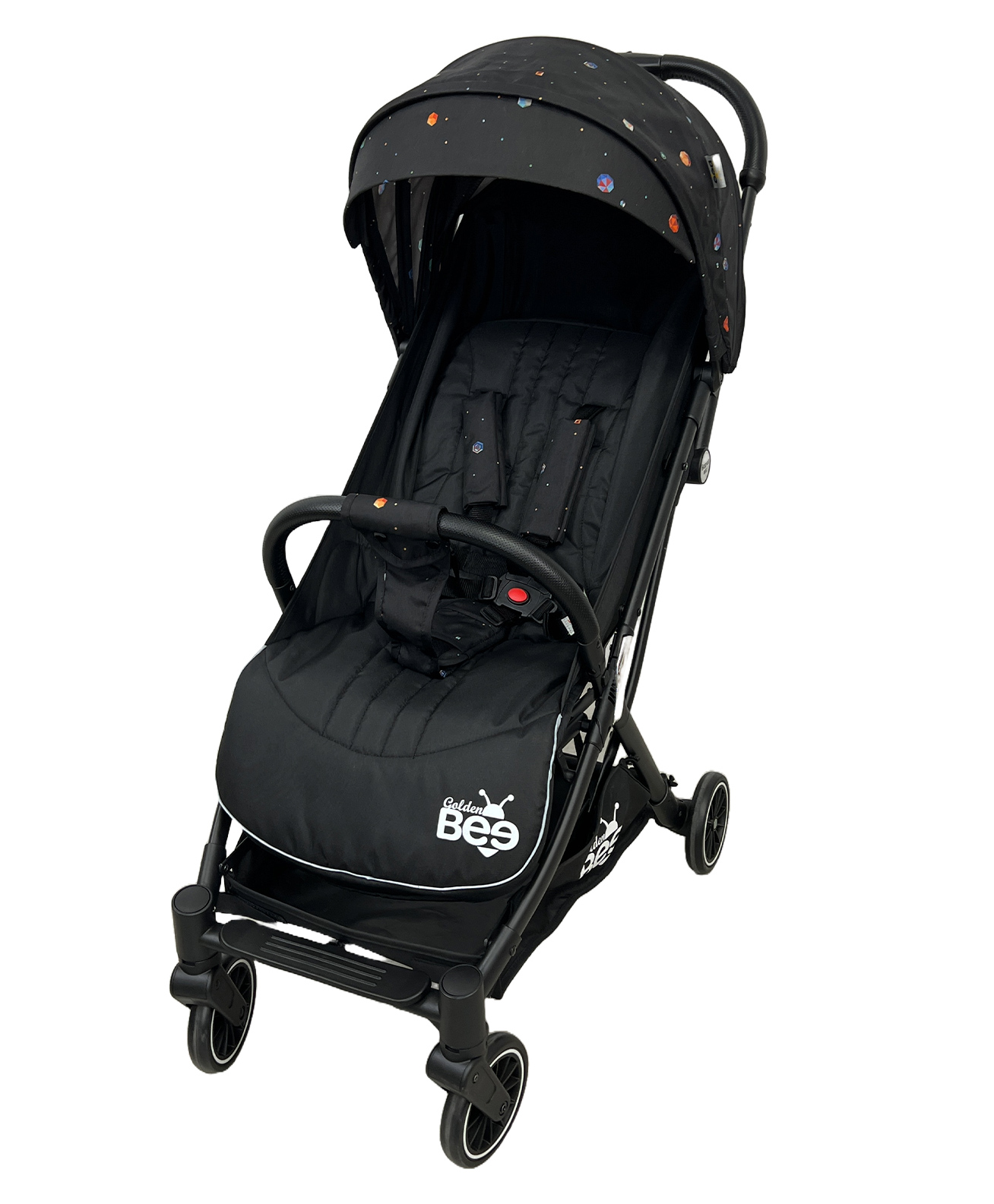 Golden Bee Galaxy Ride Baby Stroller/Parm Premium Lightweight Air Travel Friendly Stroller with One Click Fold & Soft Cushioned Seat (Black Star)-picture-17
