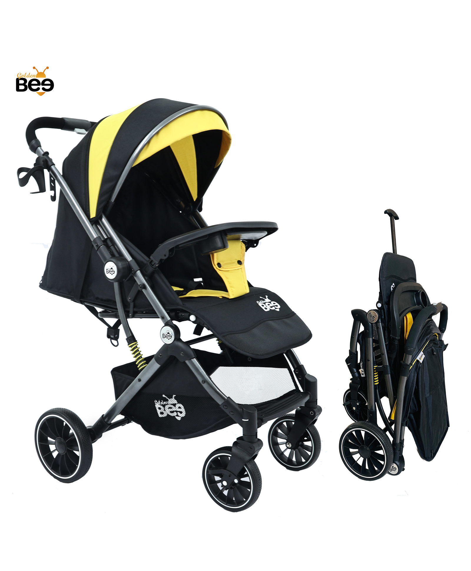 Golden Bee Choco Joy Stroller with Detachable Food Tray and Reversible Handlebar (Golden Black)-picture-15
