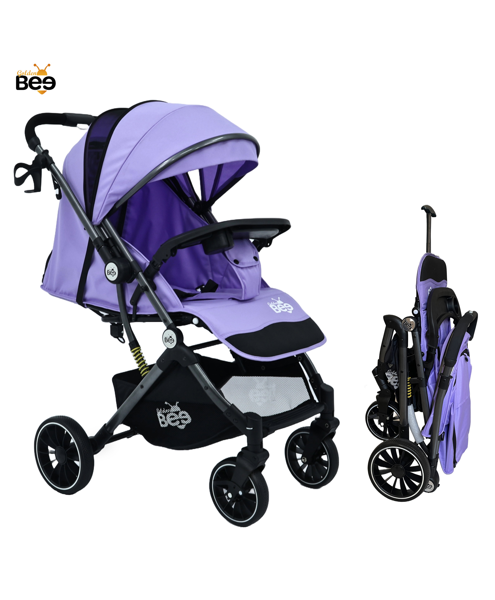 Golden Bee Choco Joy Stroller with Detachable Food Tray and Reversible Handlebar (Purple)-picture-16