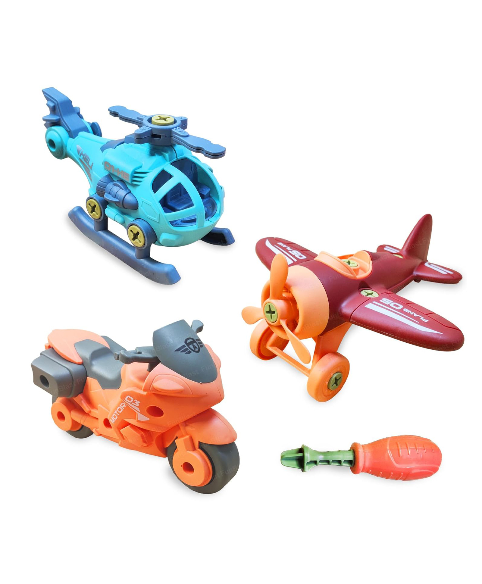 FunBlast Assembling Vehicle Toys with Screwdriver  Pack of 3 Multicolor-image-2