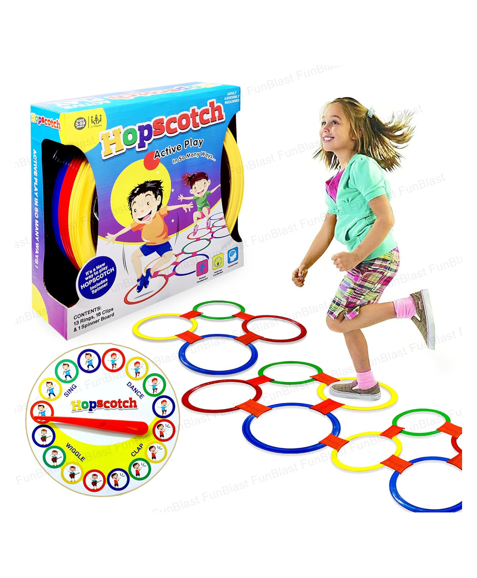FunBlast Twister Hopscotch Kids Game - 13 Rings and 16 Connectors, 1 Spinner-picture-24