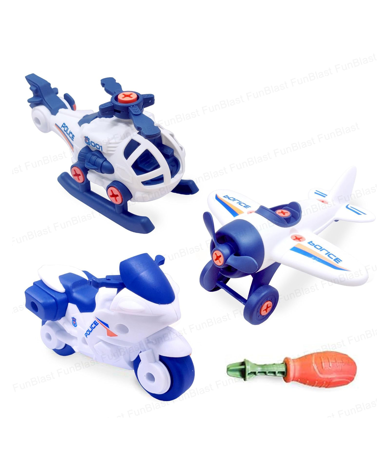 FunBlast Assembling Vehicle Toys with Screwdriver  Pack of 3 Multicolor-image-48