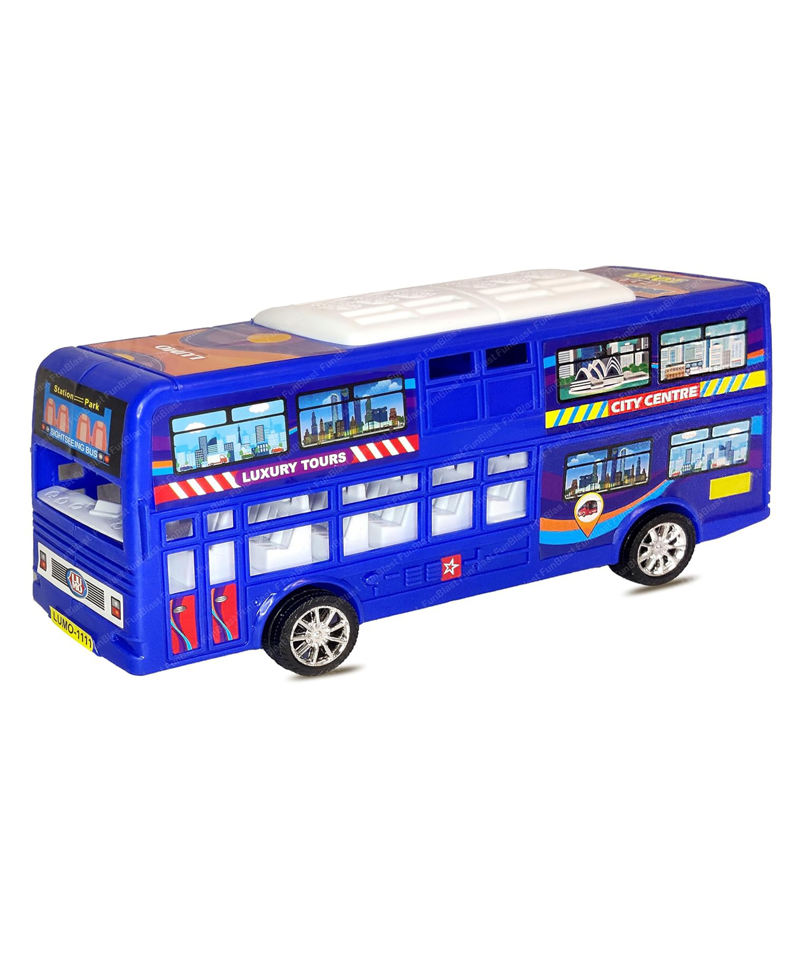 FunBlast Pull Back Bus Toy for Kids - Blue-image-26