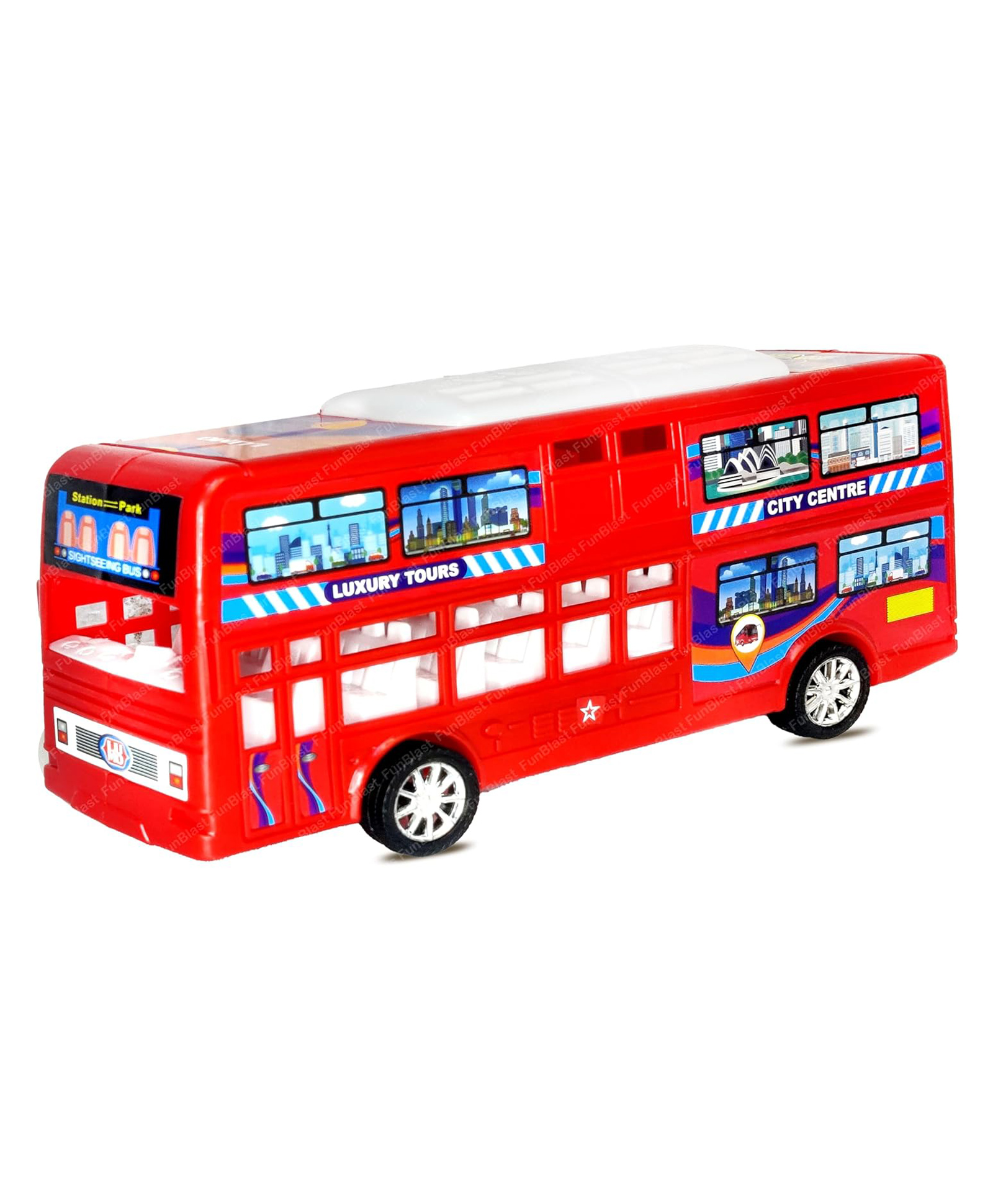 FunBlast Pull Back Bus Toy for Kids - Red-image-7