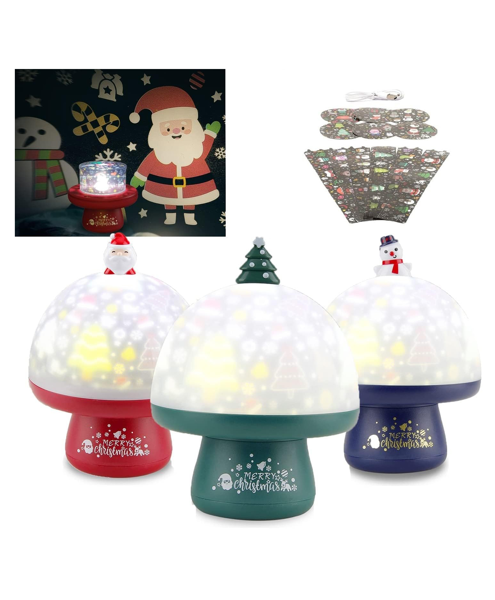 FunBlast Merry Christmas Theme Musical Rotating Night Desk Lamp  1 Pc Random Color-image-40