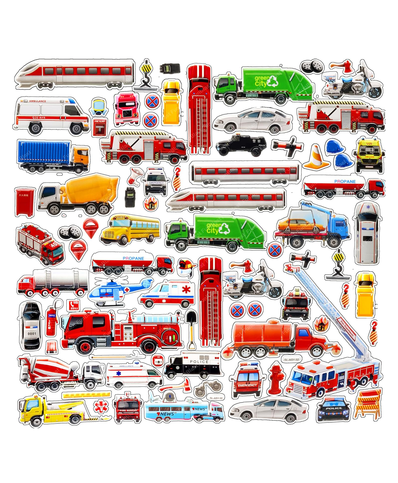 FunBlast Vehicle Theme 3D Puffy Stickers Set for Kids-picture-39