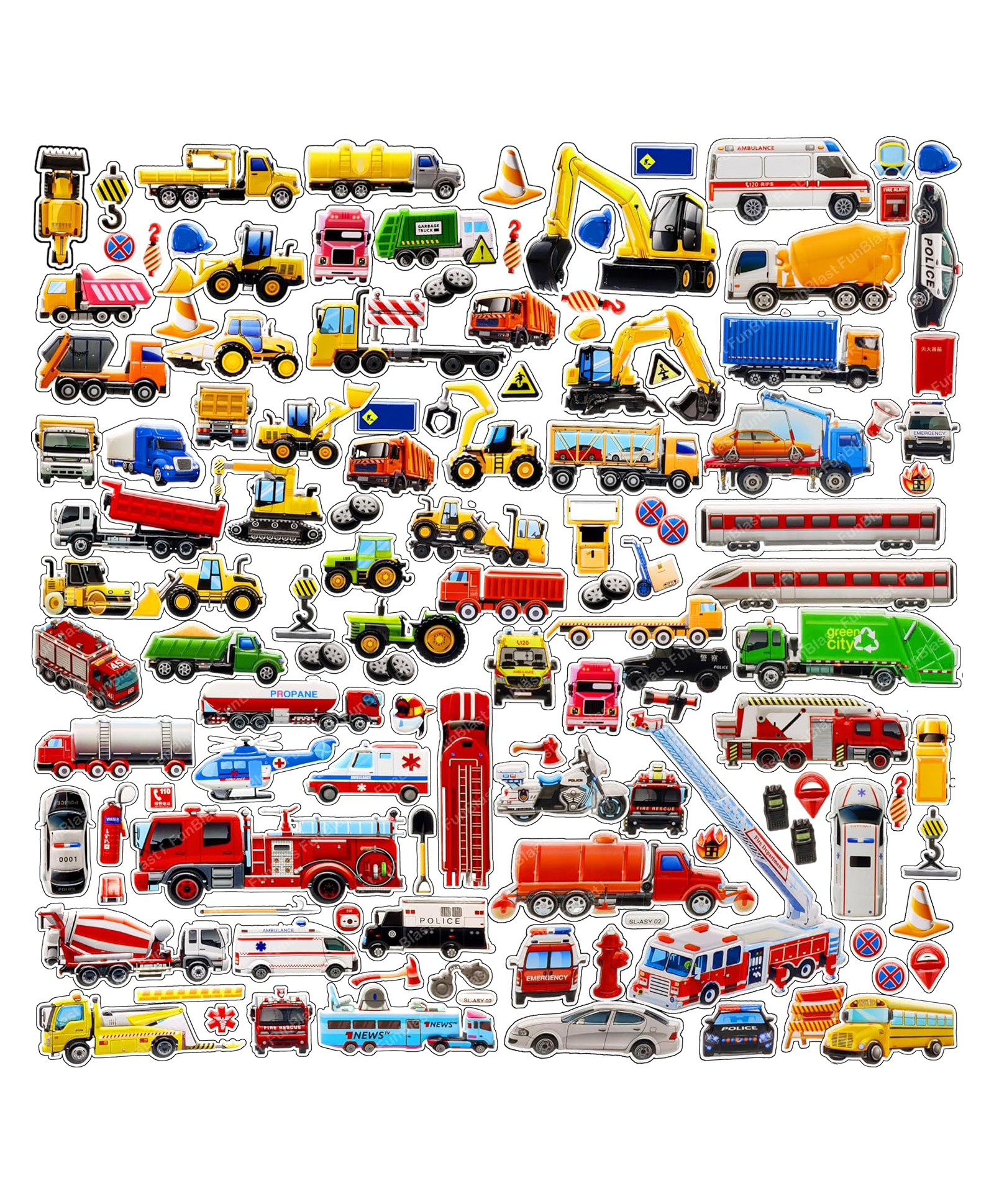 FunBlast Vehicle Theme 3D Puffy Stickers Set for Kids  Set of 2-picture-11
