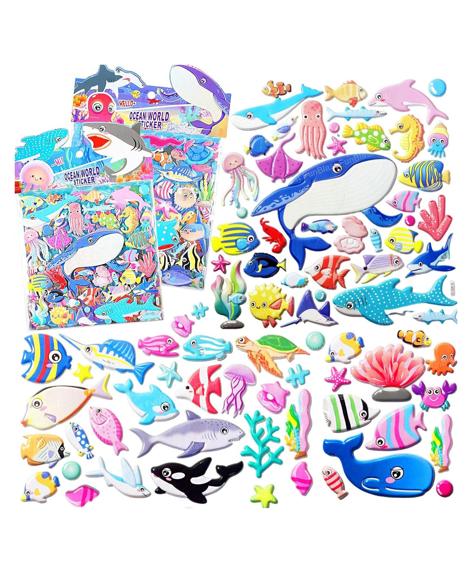 FunBlast Ocean Theme 3D Puffy Stickers Set for Kids Set of 2-  Multicolour-picture-40