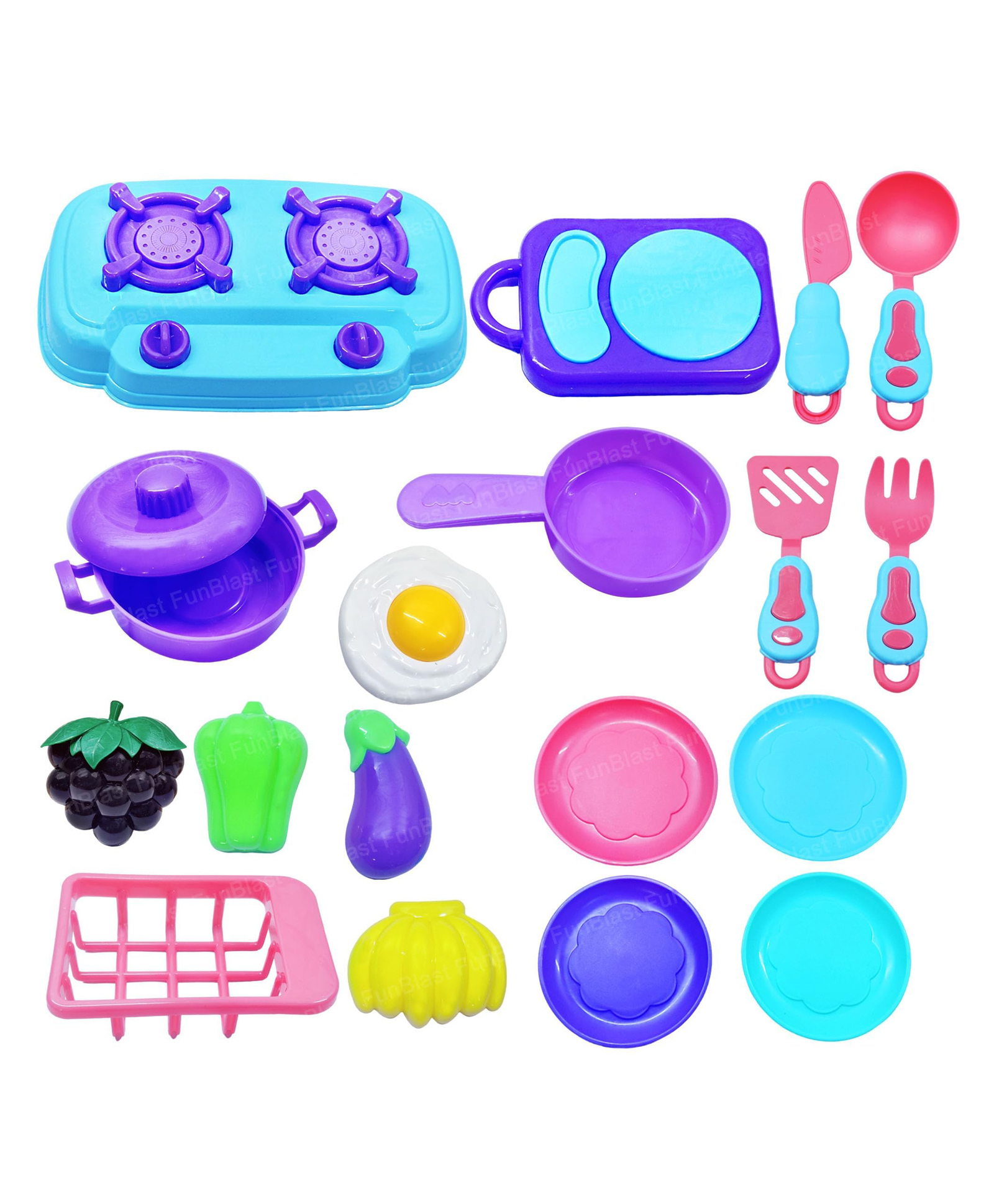 FunBlast Kitchen Play Set Toys for Kids  17 Pcs Cooking Set with Utensils-image-45