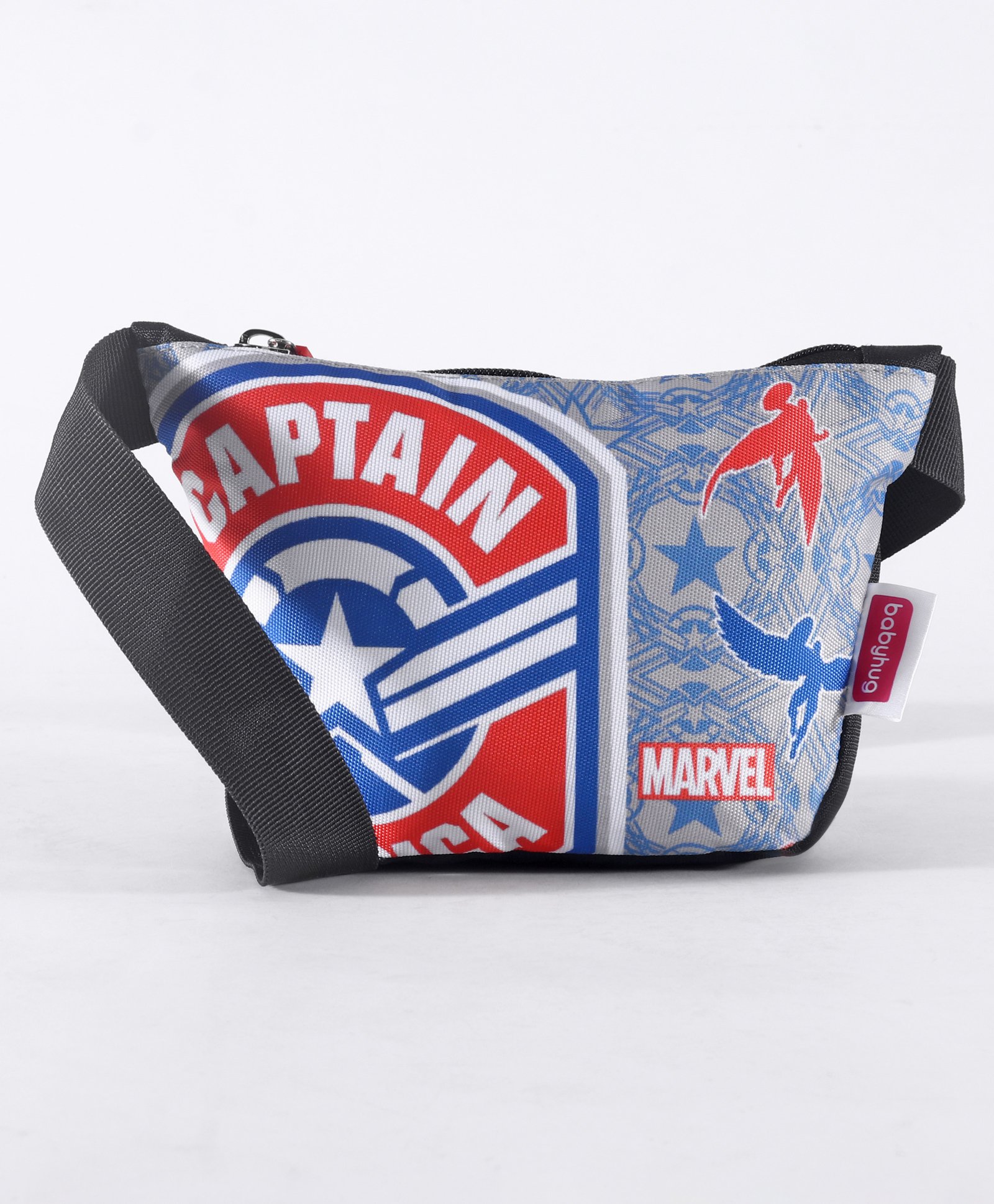 Babyhug Marvel Spacious Waist Bag With Captain America Print - Multicolour-image-12
