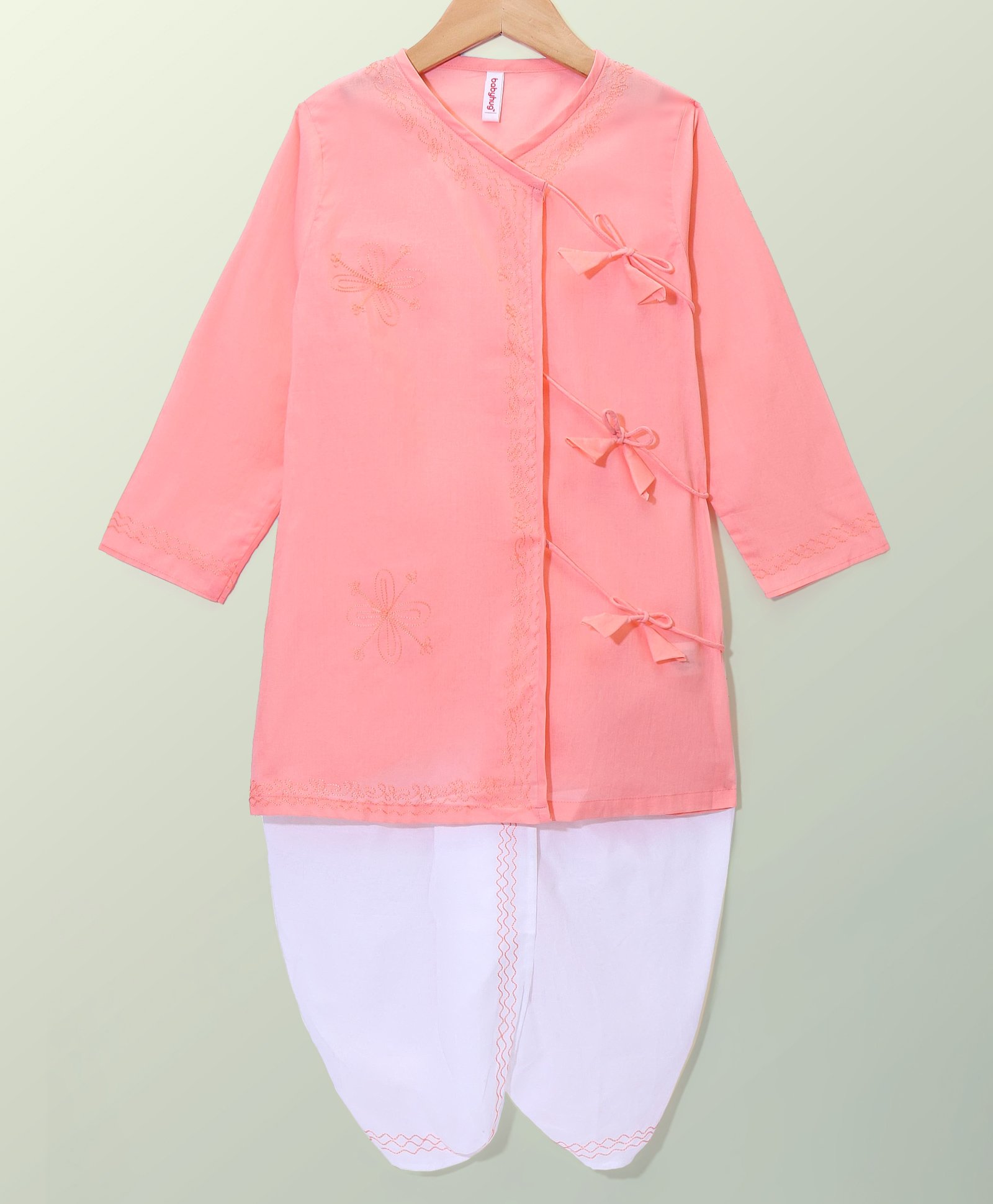 Babyhug Cotton Full Sleeves Embroidered Angarakha Kurta Dhoti Set - Pink-picture-27