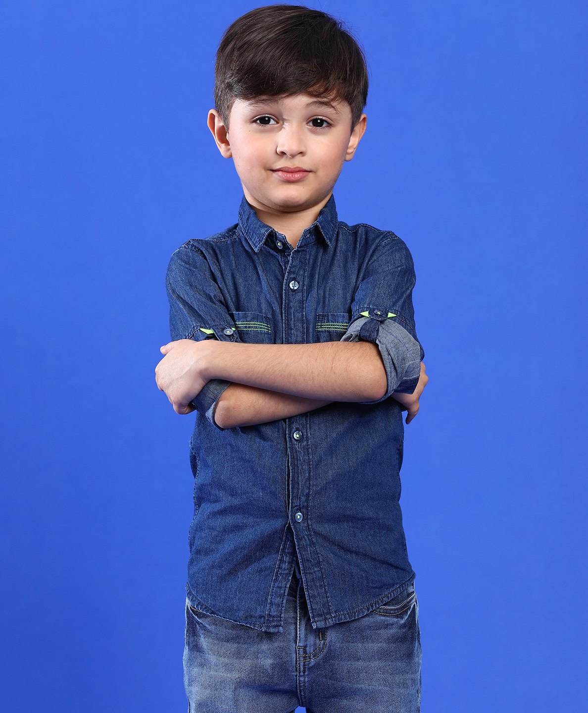 Tales & Stories Full Sleeves Solid Cotton Shirt - Blue-picture-31